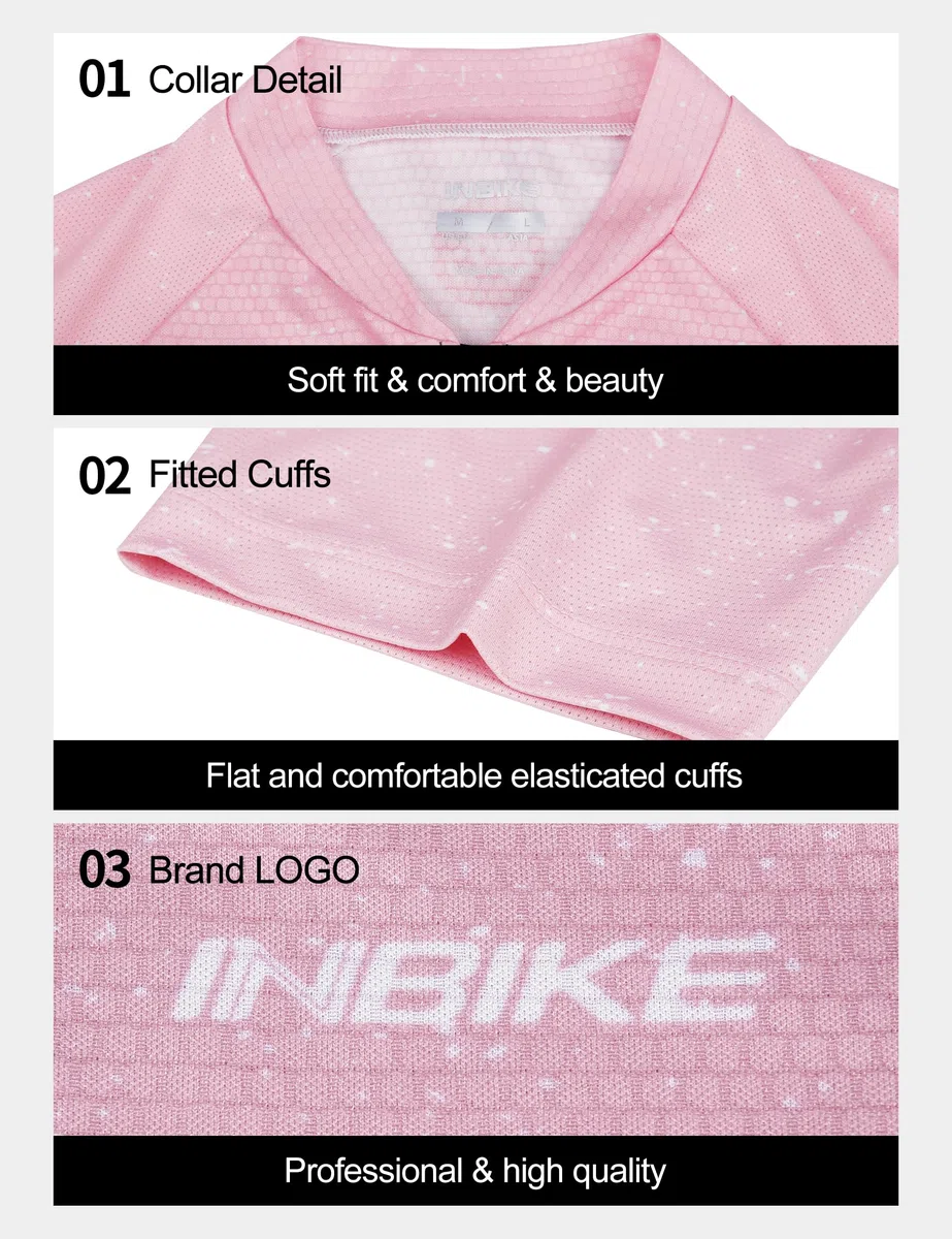 INBIKE Maglia Ciclisomo Bici Donna con 3 Grandi Tasche Traspiranti Elastico per La Pelle JS30