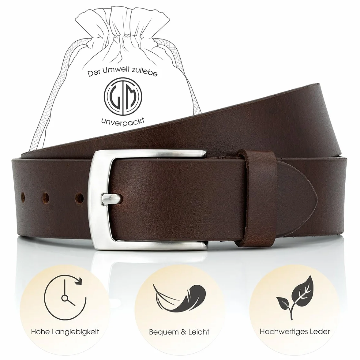 Lindenmann cintura uomo cintura in pelle di bufalo, 40 mm di larghezza e 3,5 mm - 4 mm di spessore, accorciabile, cintura, cintura in pelle, cintura jeans, XL, nero/marrone