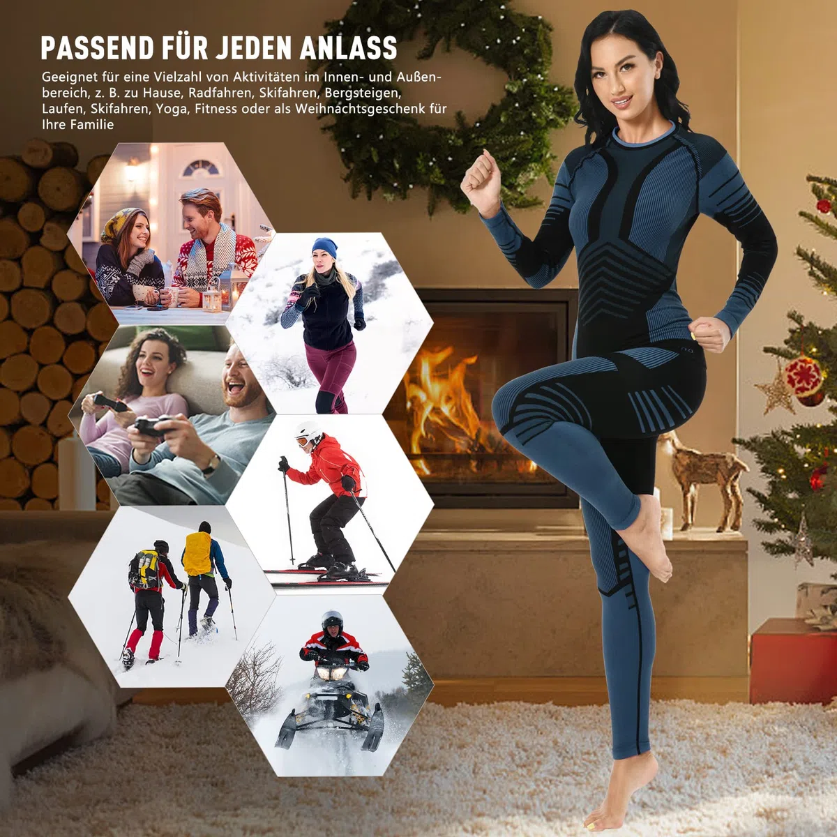MEETYOO Intimo Termico Donna Traspirante Set Pantaloni e Maglia Termica Donna Biancheria Intima Termica per Sci Sport Elastica e Asciugatura Rapida