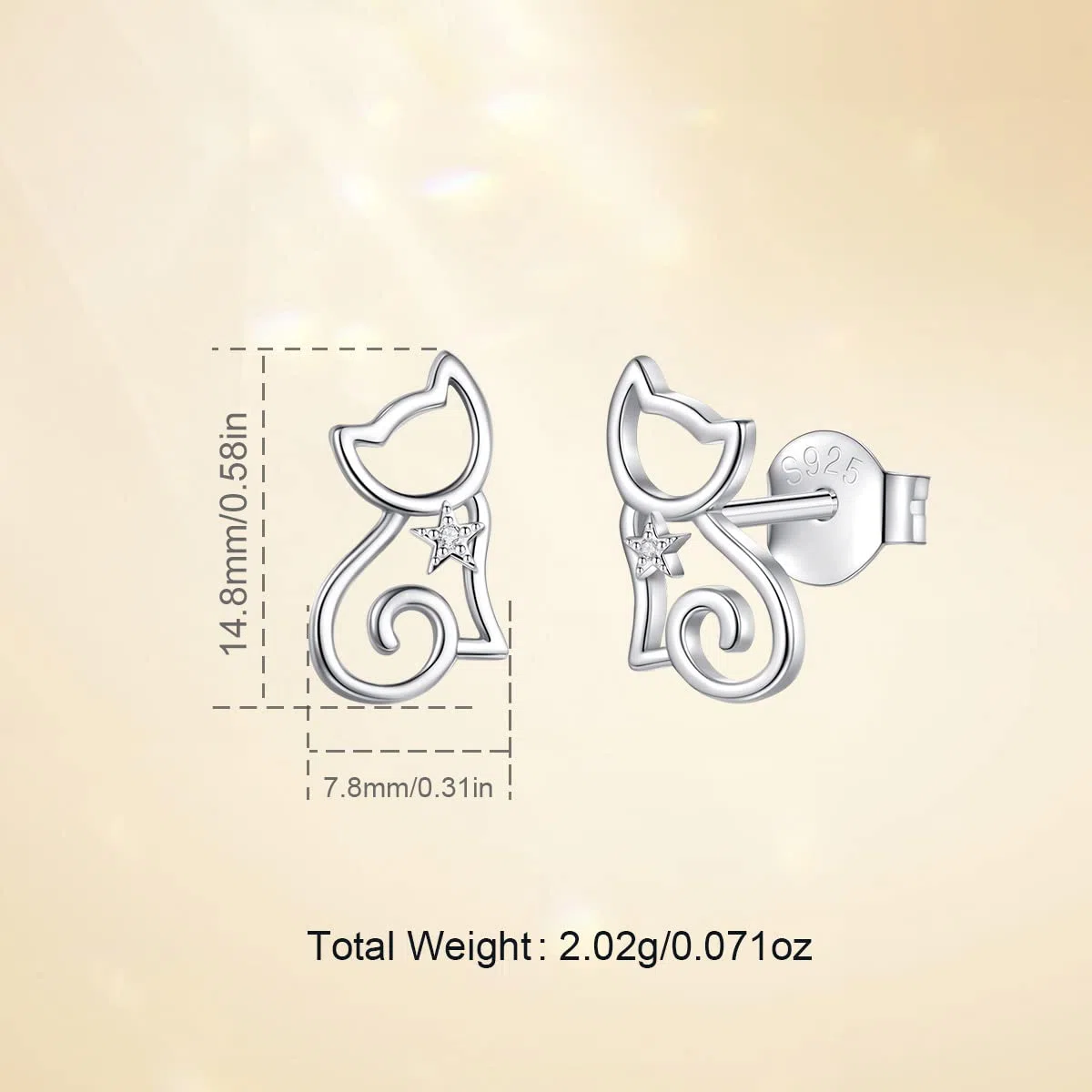 Orecchini a Lobo con Gatto in Argento Sterling da Donna, Orecchini a Cerchio con Gatto Carino Orecchini con Stella di David Orecchini con Fiocco di Neve Gioielli Regalo