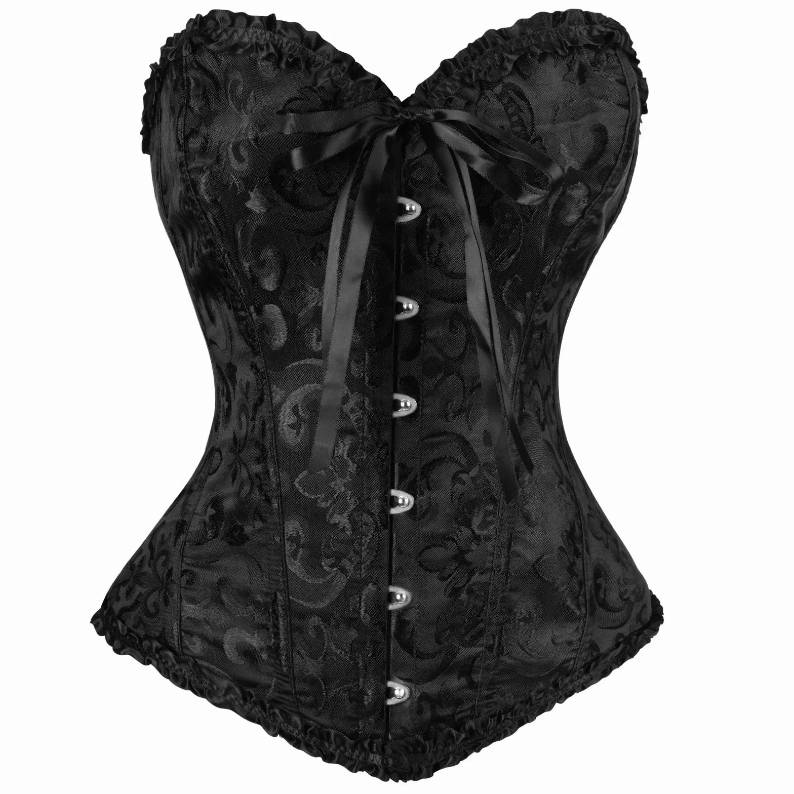 AUYAO Corsetto Donna Nero Elegante, Bustino Shapewear Lingerie, Corsetto Stringivita Regolabile per Donne, Corsetti per Feste, Matrimonio, Halloween, Cosplay, Modellante e Confortevole (S-XL)