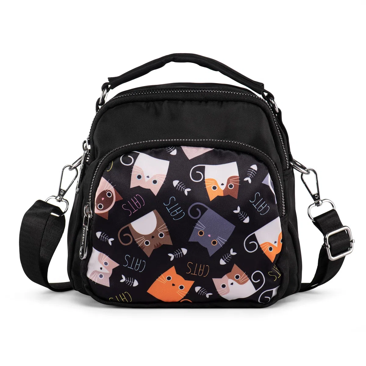 Borsa Donna Tracolla in Nylon, Borsetta Tracolla Donna Piccola con Gatti, Borsa Tracolla Donna Multitasche, Crossbody Bag con Maniglia, Funzionale Borsa da Viaggio Passeggiate