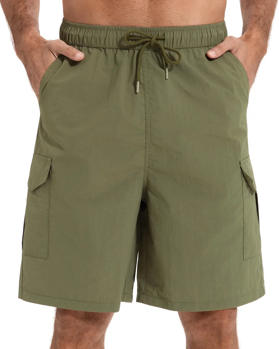 AMZSPORT Pantaloncini Trekking Cargo da Uomo Leggeri Asciugatura Rapida Bermuda Shorts Cintura Elastica 5 Tasche con attività All'aperto, Tempo Libero e Ciclismo