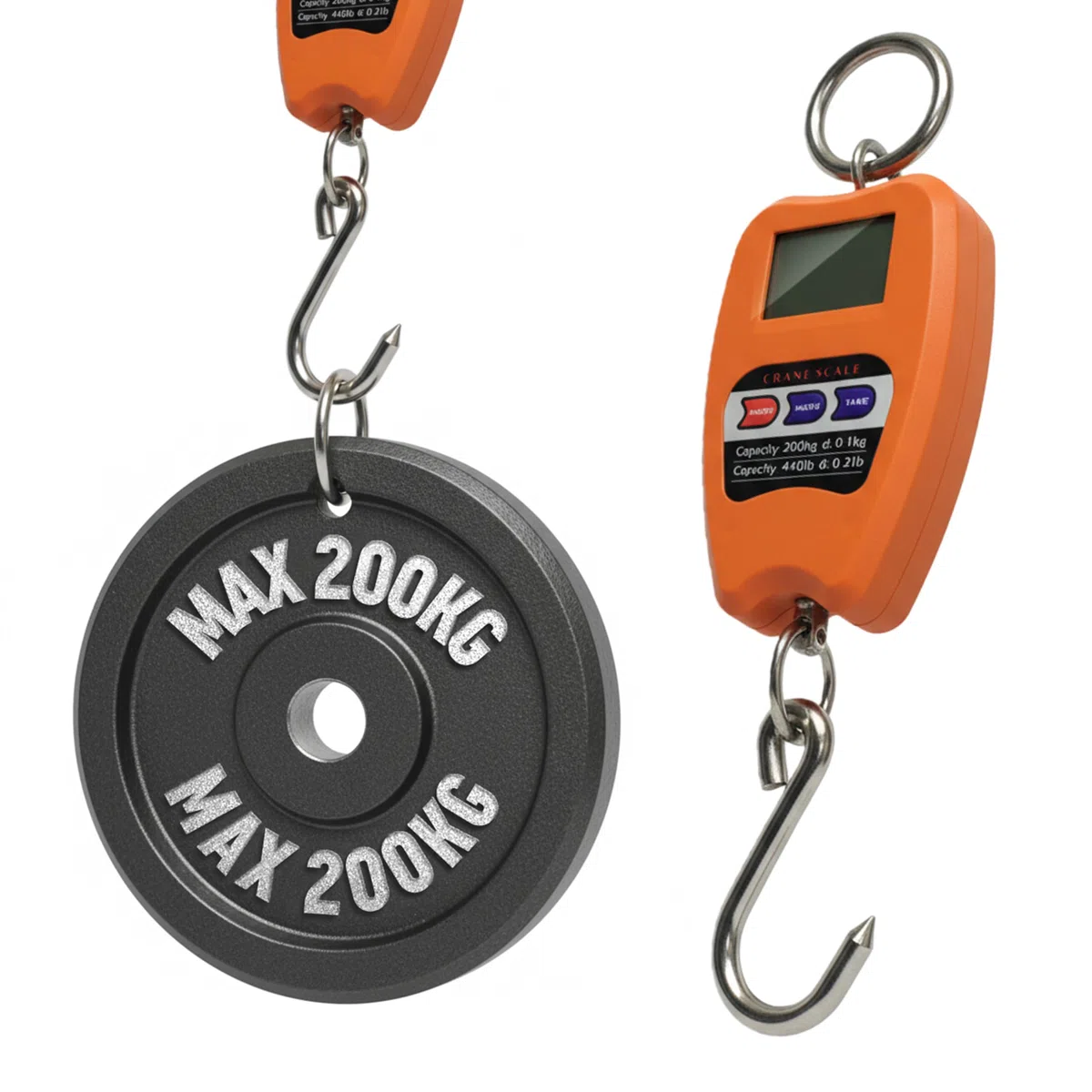 TEMPO DI SALDI Bilancia con Gancio Professionale Dinamometrica Max 200 Kg con Schermo Retroilluminato, Bilancia Digitale Pesa Valigia da Viaggio Portatile