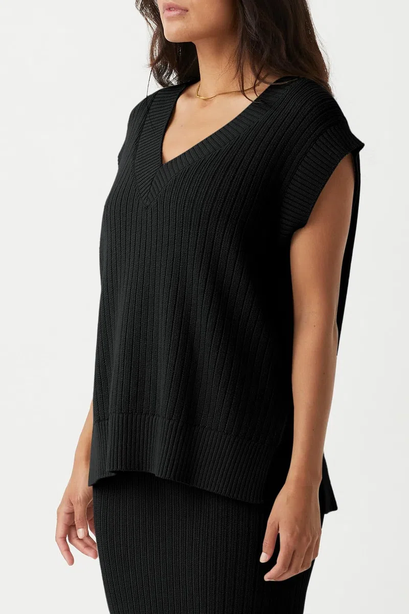 Saodimallsu Maglione da donna con scollo a V, oversize, senza maniche, leggero, estivo, elegante