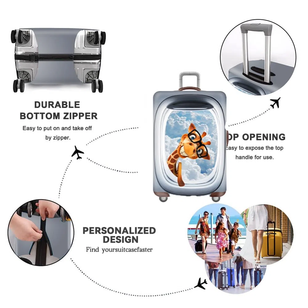 Elastica Proteggi Valigia Suitcase Luggage Cover, DOTBUY 3D Viaggio Proteggi Bagagli Coprire Coperchio di Protezione Antipolvere Lavabile Copertura (Occhiali giraffa,XL (30-32 pollici))