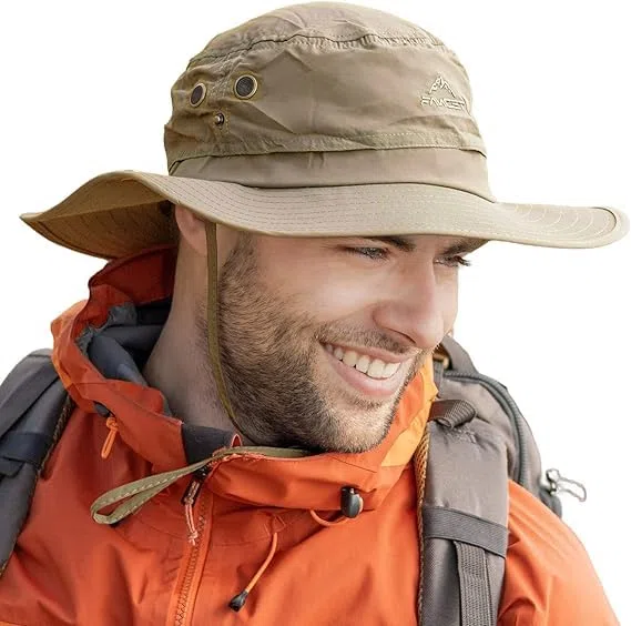 TOP-EX XL/XXL Cappello da sole da uomo a tesa larga UPF 50+ & impermeabile, grandi cappelli estivi per escursioni, trekking, pesca, campeggio, vela, pieghevole, regolabile, traspirante