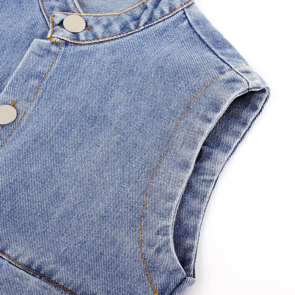 Bambino Denim Gilet Primavera Autunno Senza Maniche Giacca Ragazzi Ragazze Colletto Rialzato Top Tinta Unita Classico Casual Bottone Capispalla