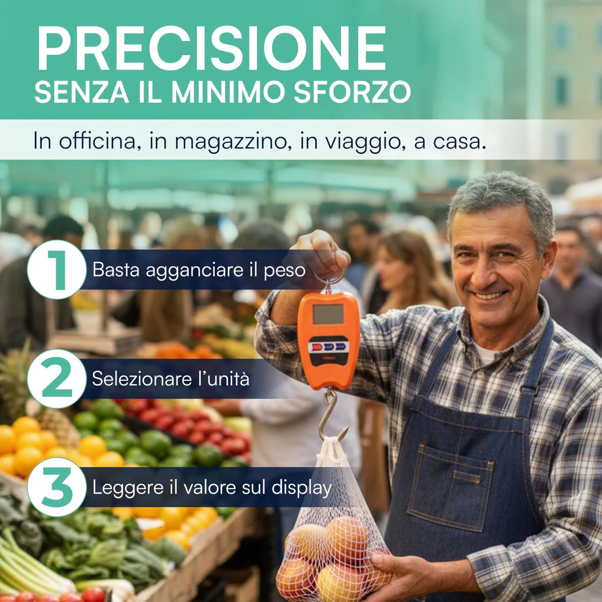 TEMPO DI SALDI Bilancia con Gancio Professionale Dinamometrica Max 200 Kg con Schermo Retroilluminato, Bilancia Digitale Pesa Valigia da Viaggio Portatile