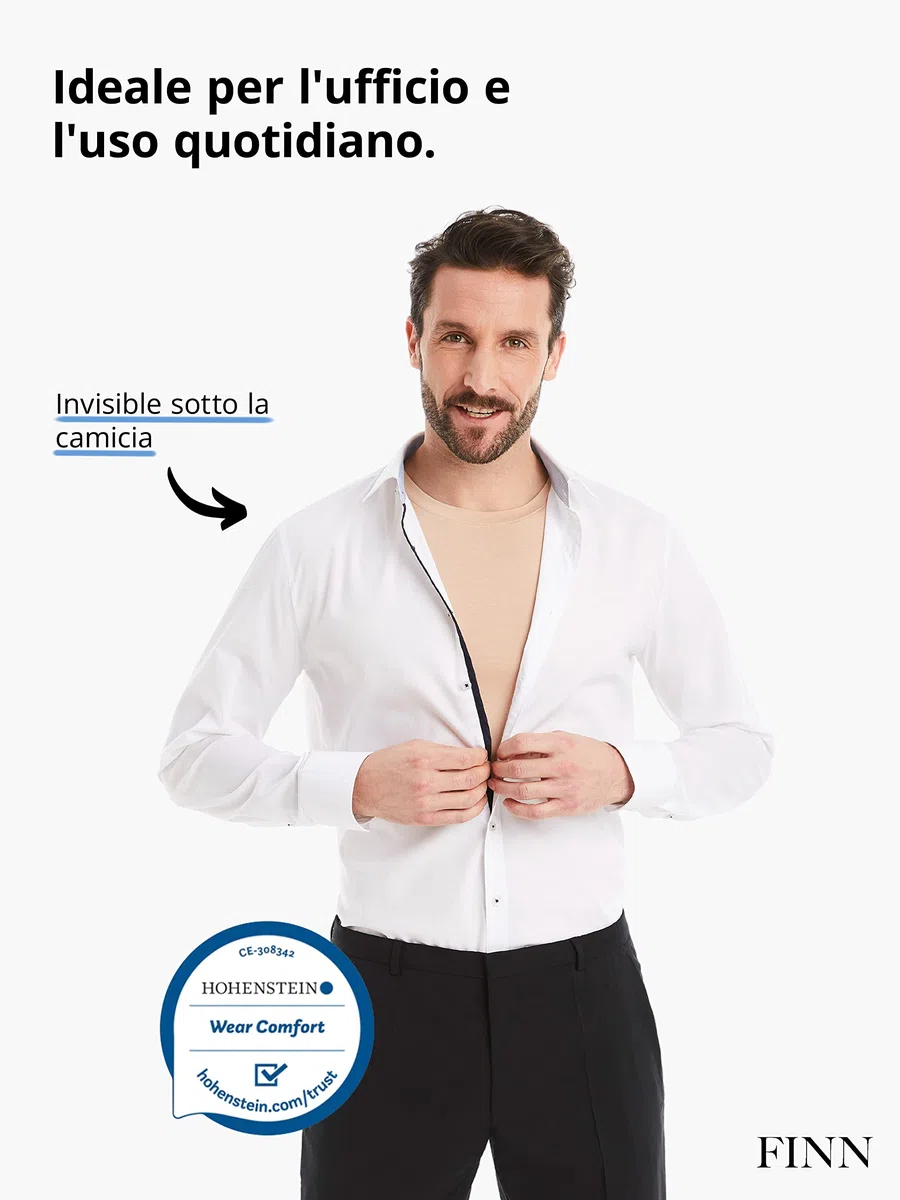 FINN Maglietta Intima Business Uomo Senza Maniche con Collo Rotondo - Maglia Sottogiacca in Originale Tessuto Lenzing® Modal - La Canotta Perfetta sotto Camicia e Abito