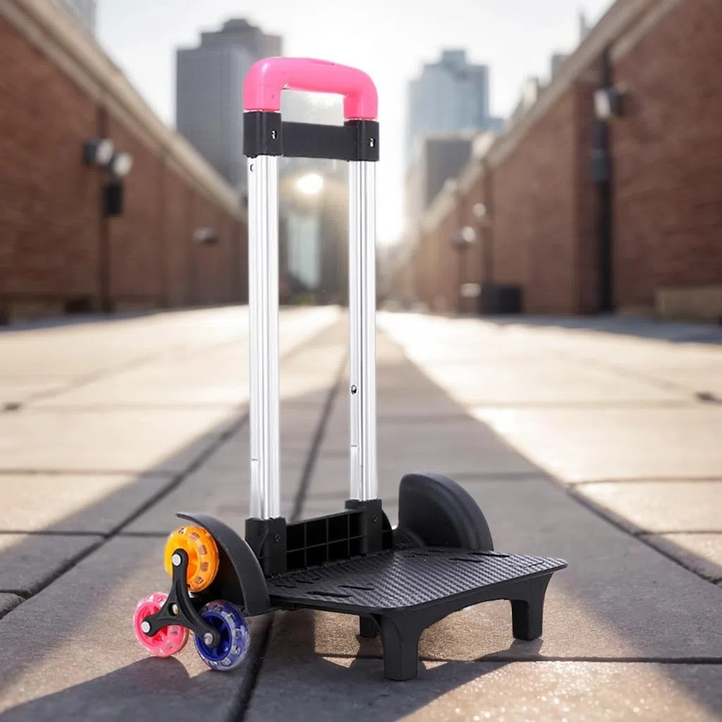 Carrello per Zaino Pieghevole Carrello su 6 Ruote Carrello a Mano per Borsa da Scuola