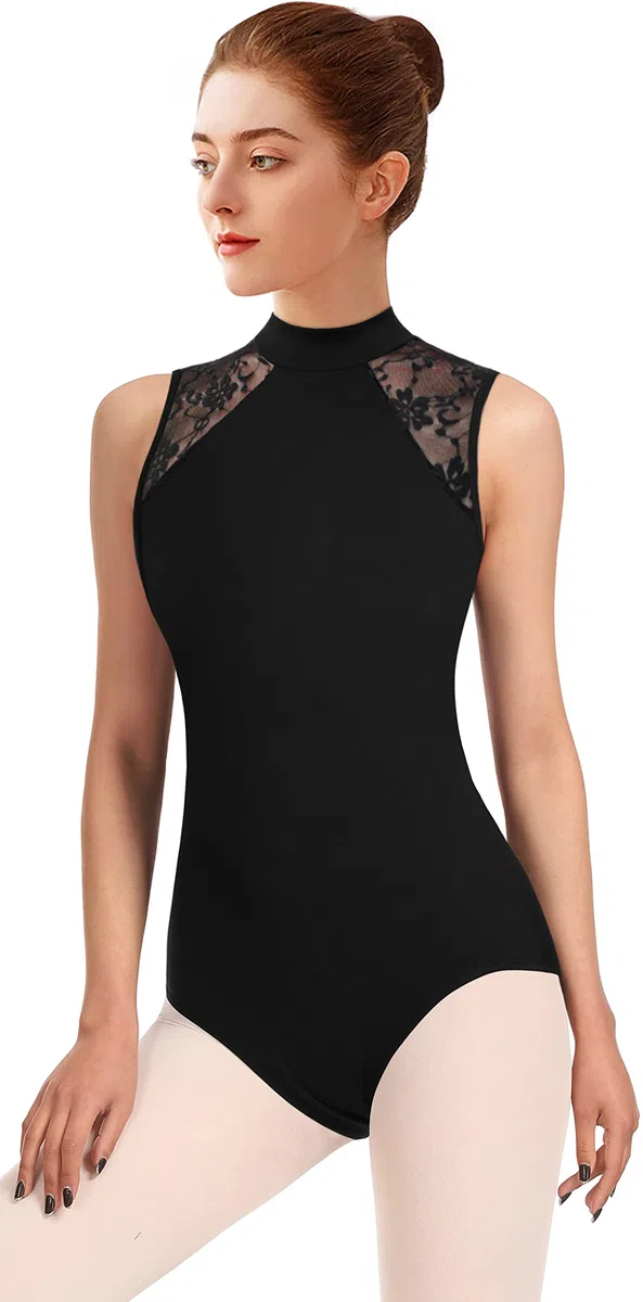 DANSHOW Donne Balletto Pizzo Body per Danza Ballet Leotard Adulto Ginnastica Dancewear