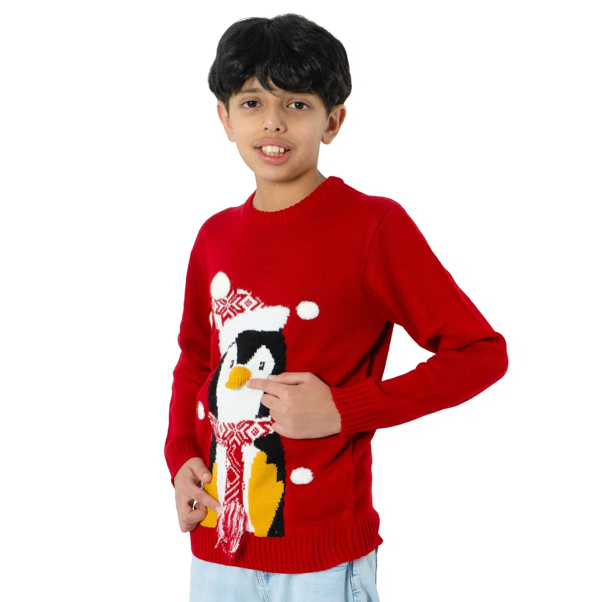 NOROZE Xams, Pullover Pullover per Bambina, Unisex, Motivo: Babbo Natale, Pupazzo di Neve, Renna, Manchot