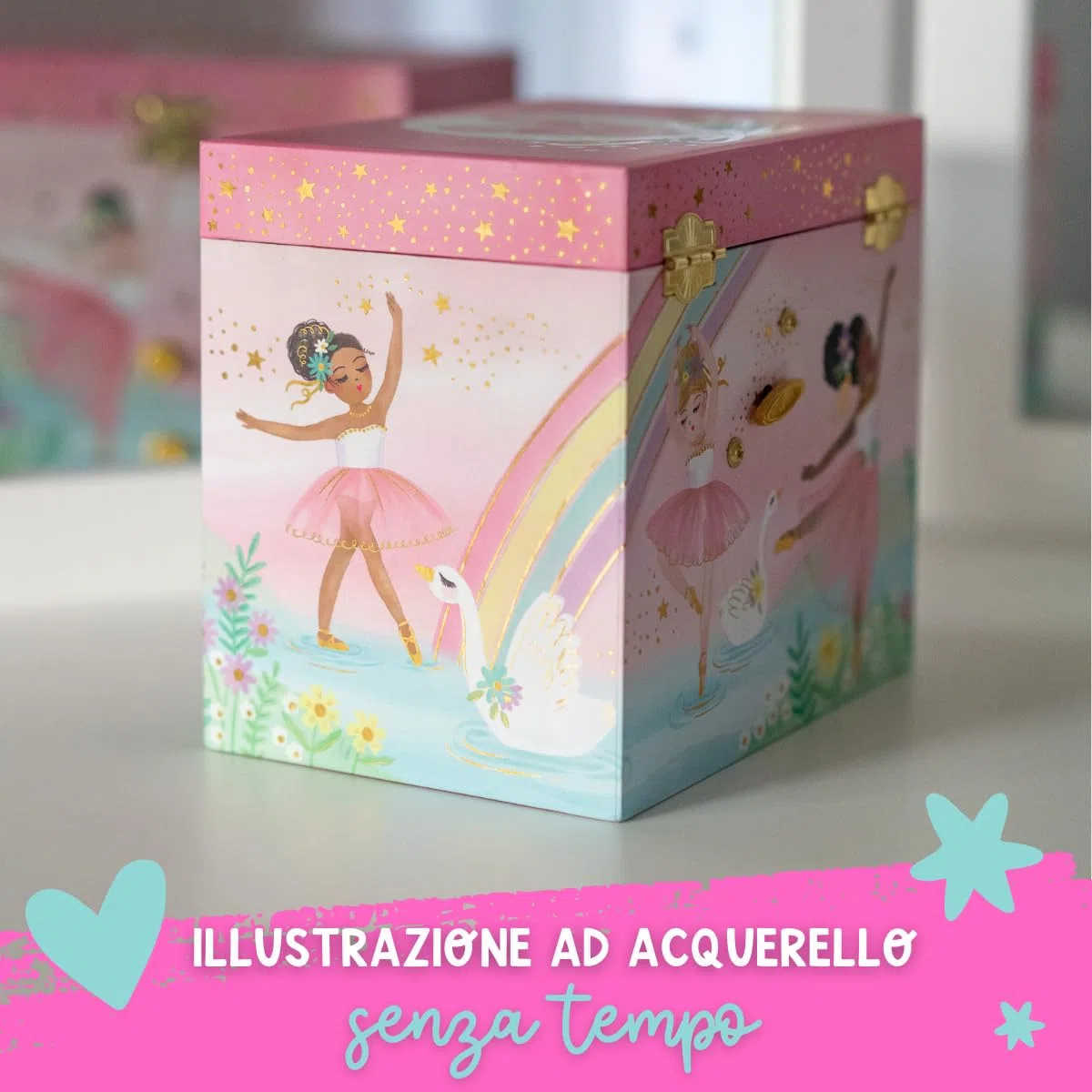 Scatola Musicale per Bambine - Portagioie Carillon per Bambini con Ballerina Rotante, Regali di Compleanno Balletto per Bambine, Scatole per Gioielli, 17,1 x 13,3 x 15,2 cm - 3-10 anni, Rosa