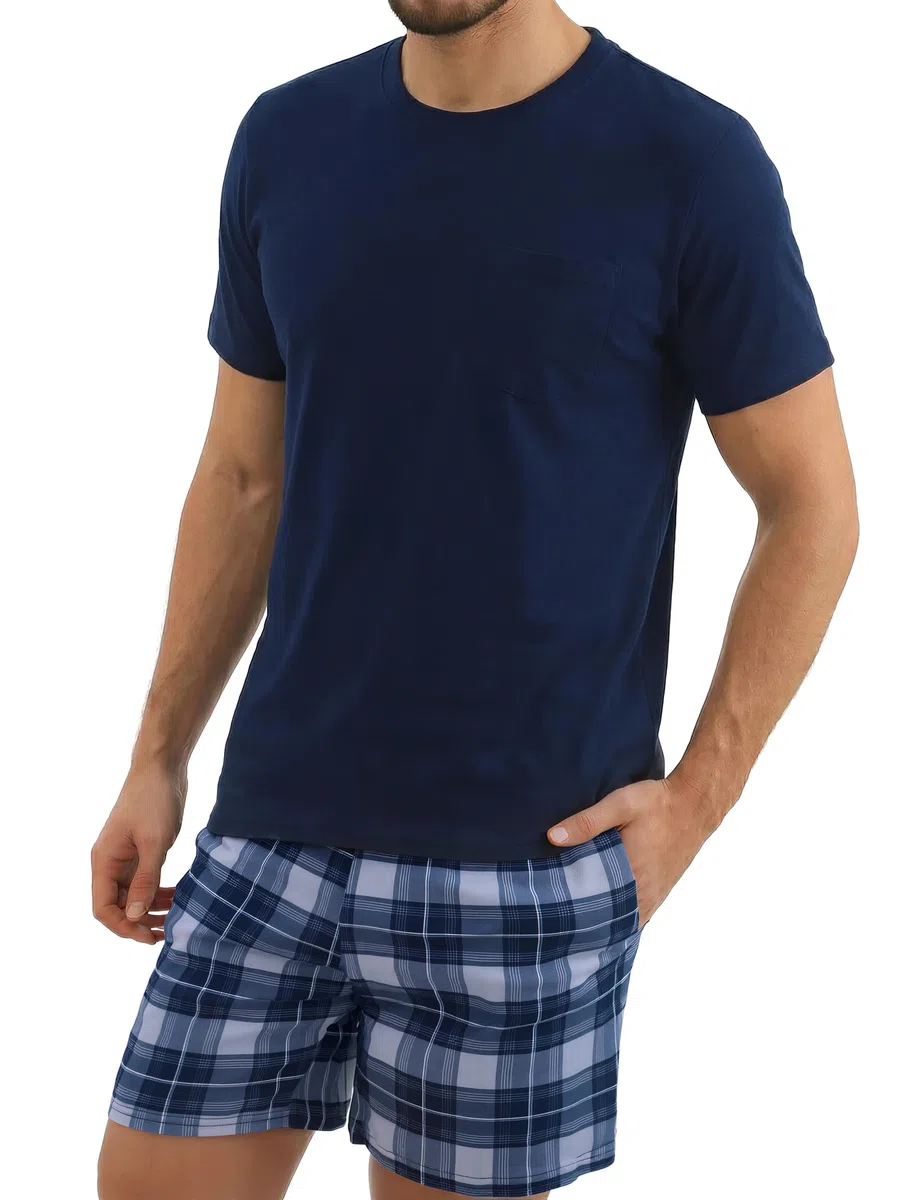 Bresdk Pigiama Uomo Estivo Corto Cotone Set 2 Pezzi Maniche Corte + Shorts Loungewear Leggero Traspirante Casa Notte