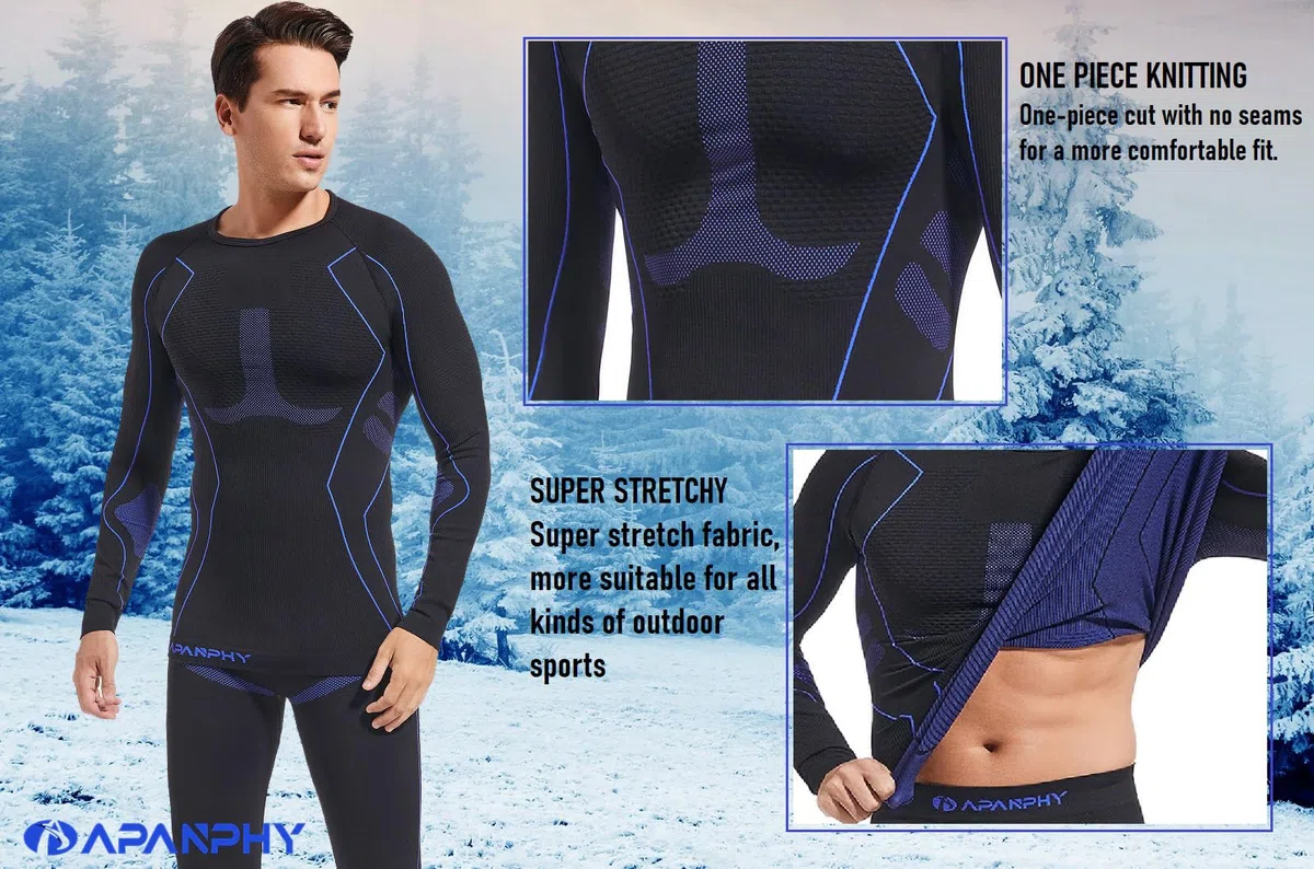 Intimo Termico Uomo Traspirante Asciugatura Rapida Set Termica Uomo per L'attività all'Aria Aperta Ideale per Sci Pesca Alpinismo Ciclismo Allenamento Corsa Autunno Inverno