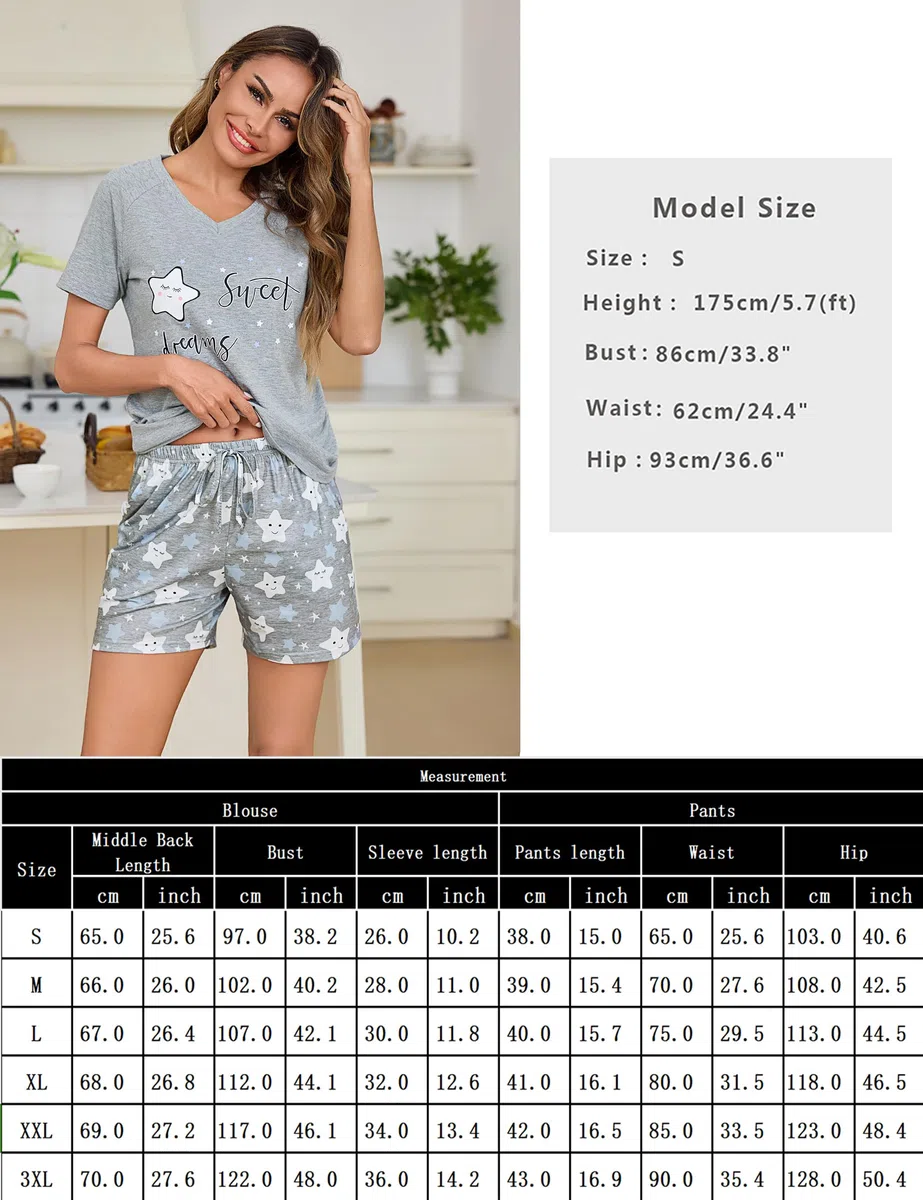 Litherday Pigiama Donna Estivo Pigiama Cotone Donna Pigiama Corto Donna Pigiami Due Pezzi da Donna Pigiami Casual da Casa Morbido e Confortevole Pigiami Donna