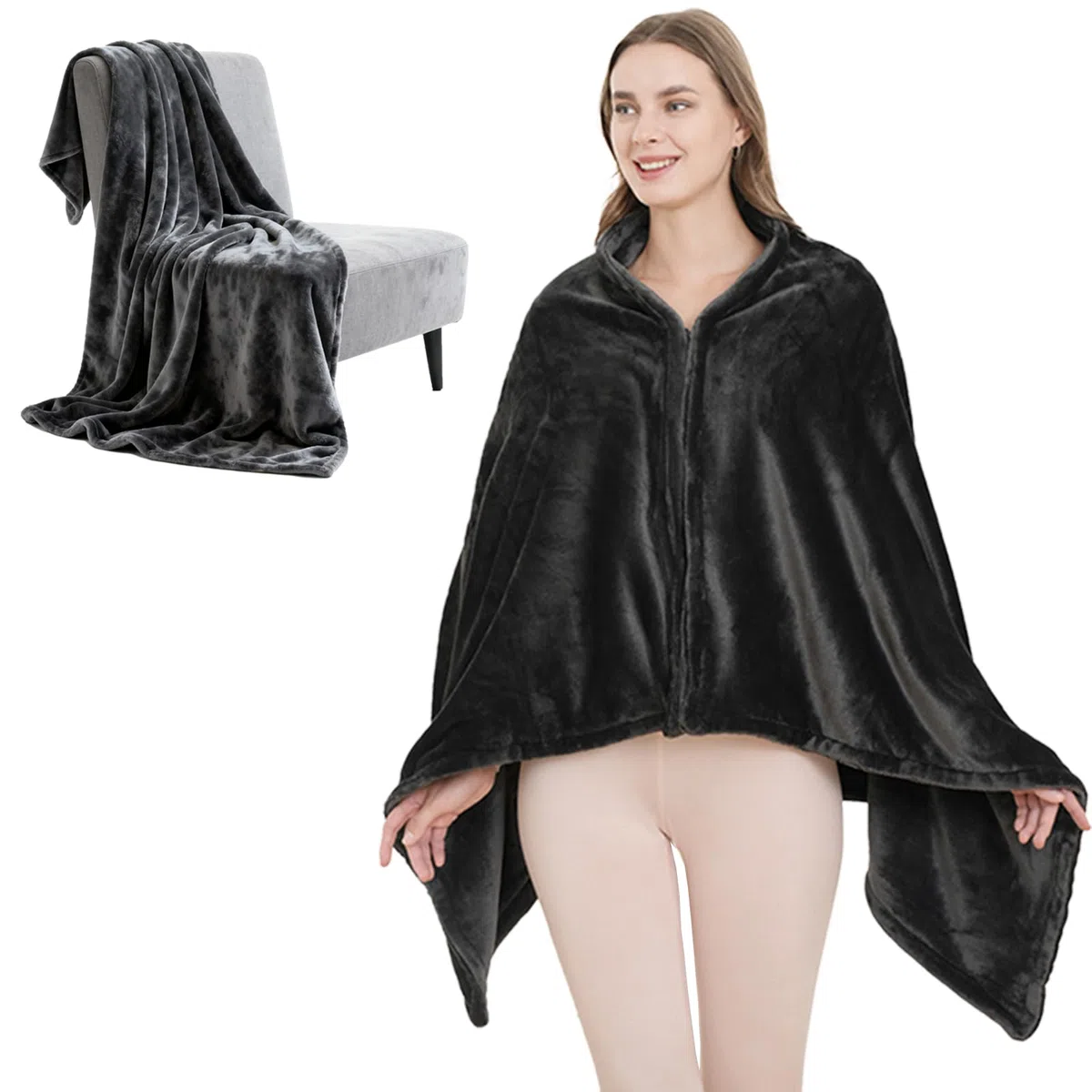 SNZ Comoda coperta indossabile per donne e uomini, comoda coperta in pile per ufficio, viaggi, casa, regalo per mamma, anziani