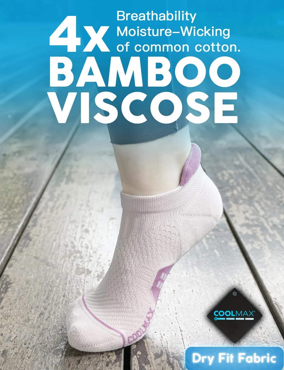 Juclise Calzini da corsa invisibili a compressione Coolmax Bamboo da donna, traspiranti, ammortizzati, anti-vesciche, senza cuciture Calze Sportivi