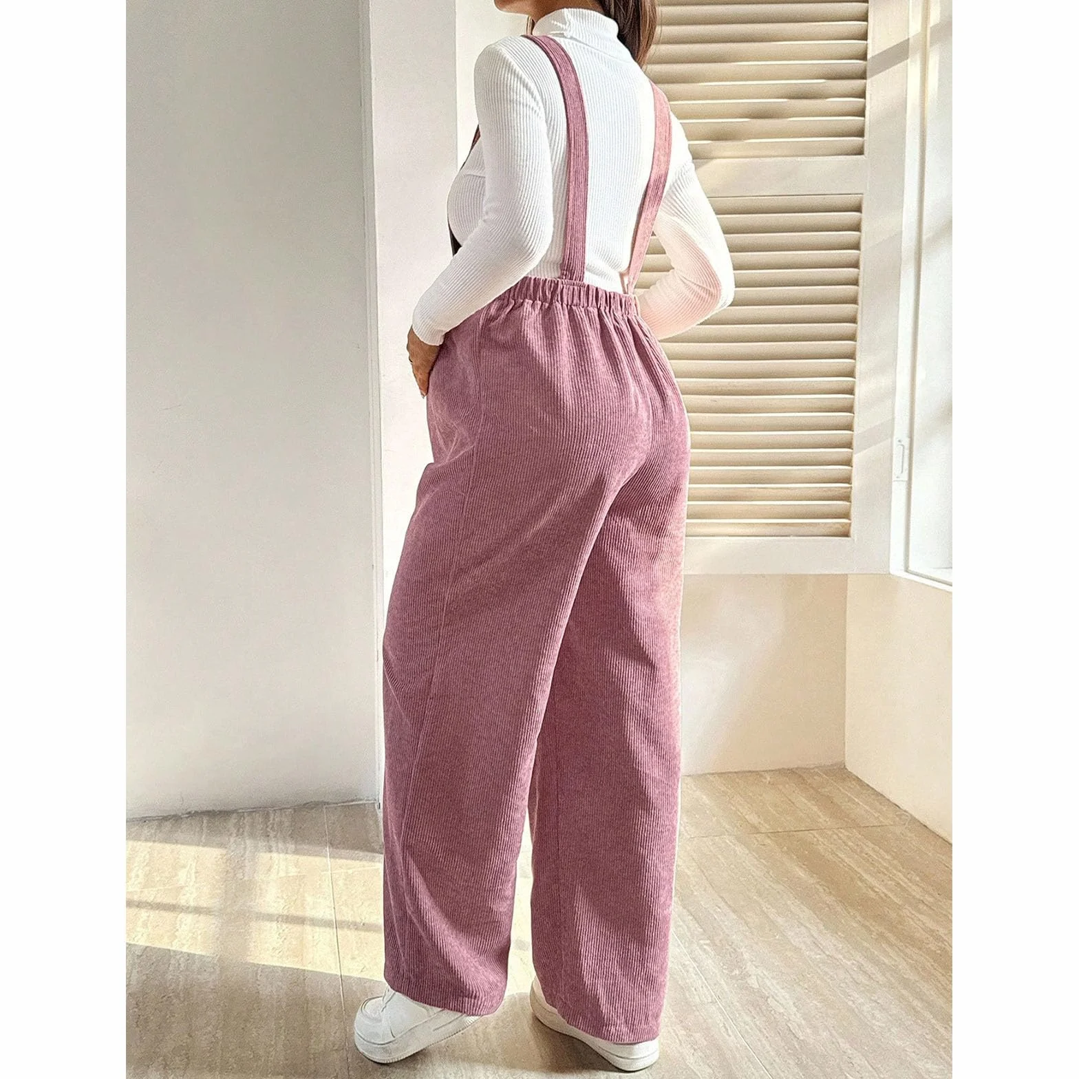 Salopette Premaman Donna Elegante Velluto Coste Moda Tuta Premaman Donna Pantaloni Larghi Lunghi Comoda Jumpsuit Playsuit Overall Gamba Larga Casual per maternità