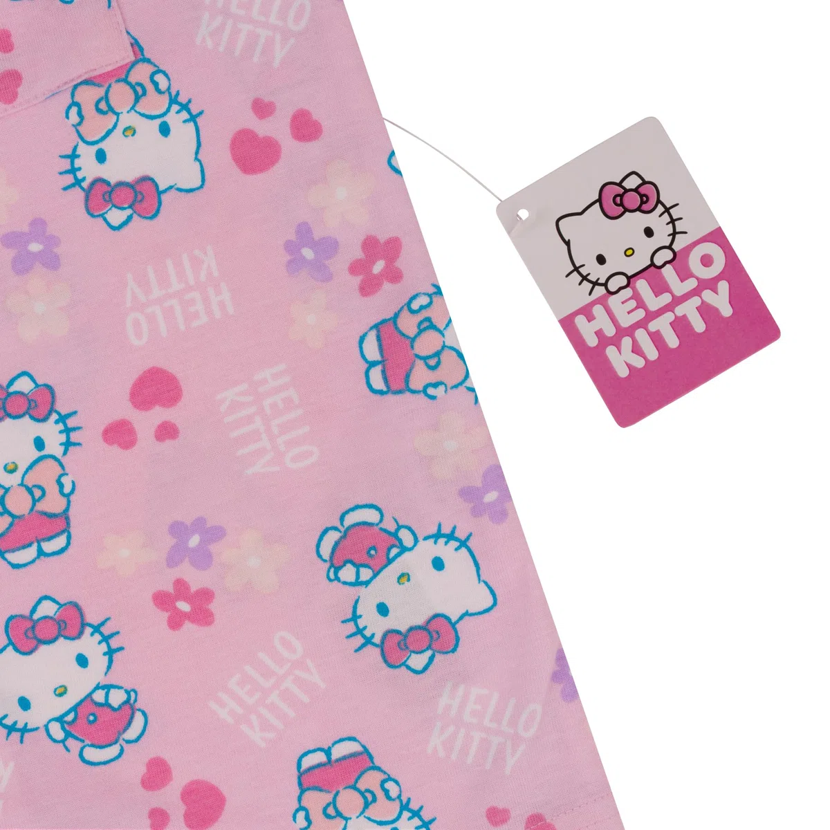 Hello Kitty, 100% Cotone con Bottoni Pigiama a Maniche Corte, Pink, Rosa