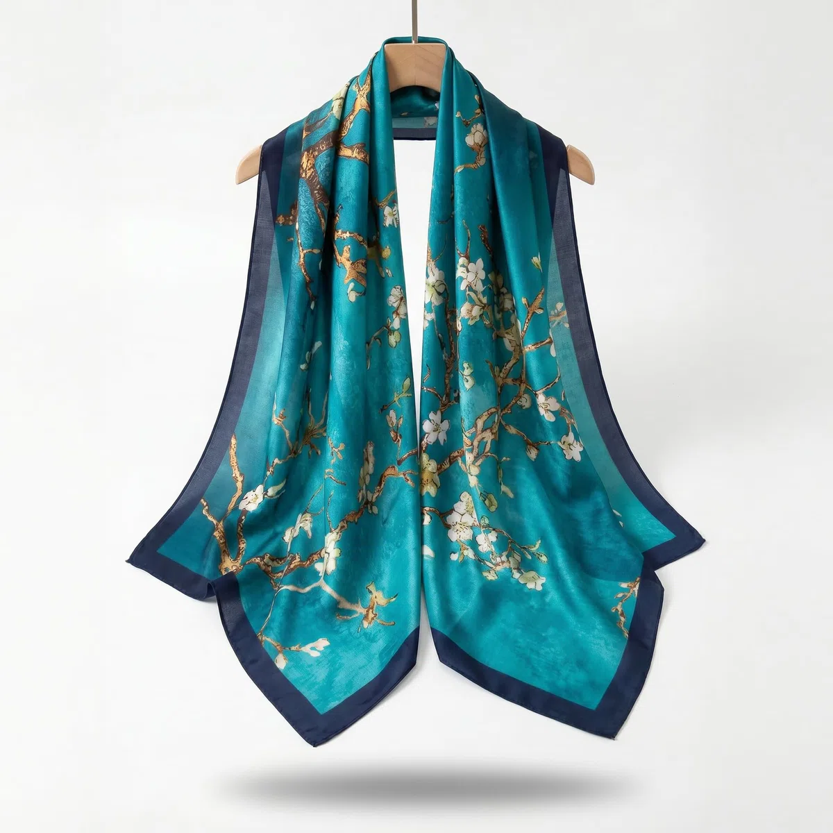 Trillion London® - Sciarpa in seta da donna, firmata, collezione primaverile, leggera, scialle avvolgente, beige, adatta per la vita quotidiana e viaggi, finitura liscia e morbida