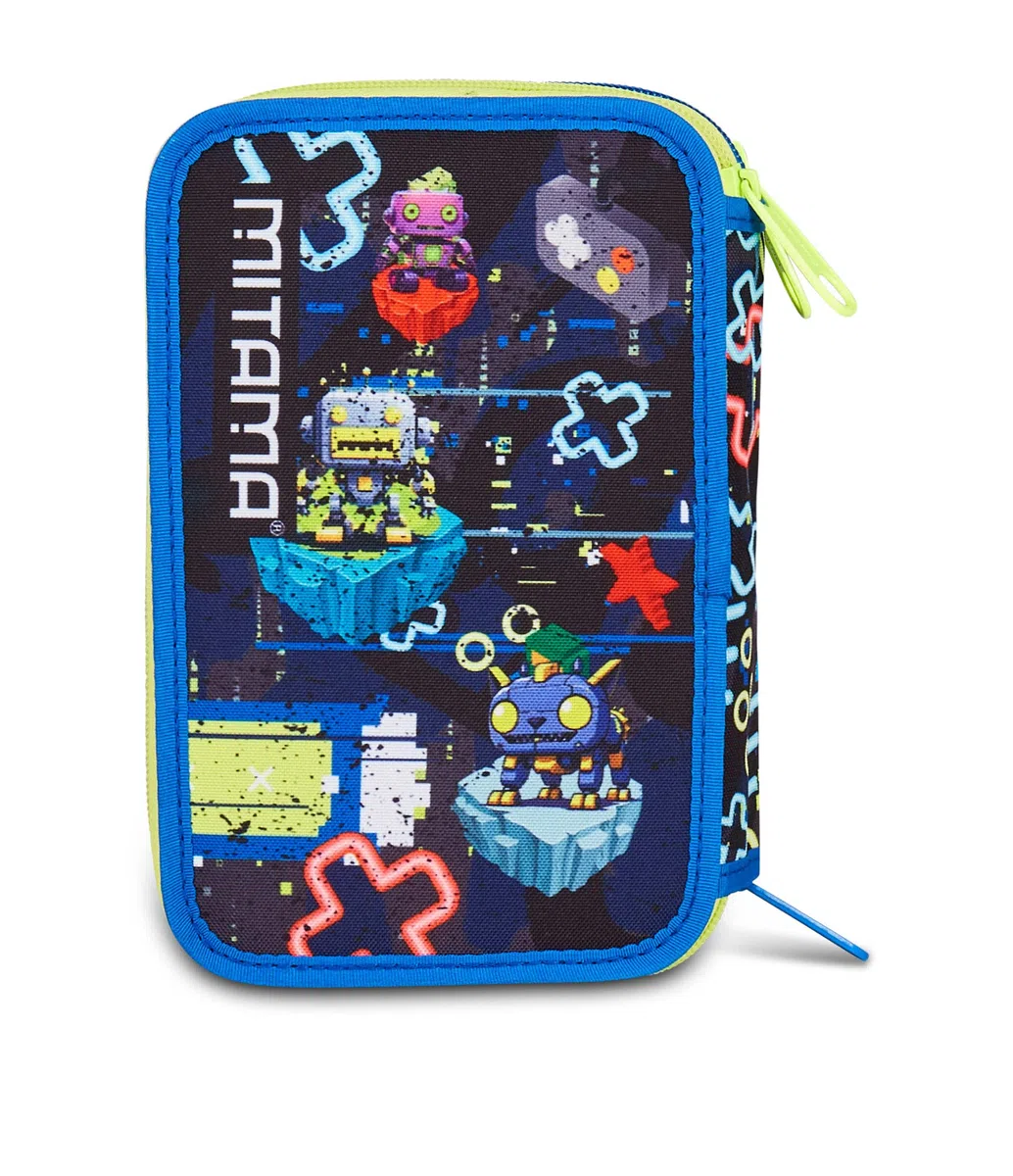 Mitama Astuccio Scuola 3 Scomparti, TRIPLO GAMING404, Contenuto 47 pz, Completo di Matite, Pennarelli, Portapenne Scuola Elementare Bambino