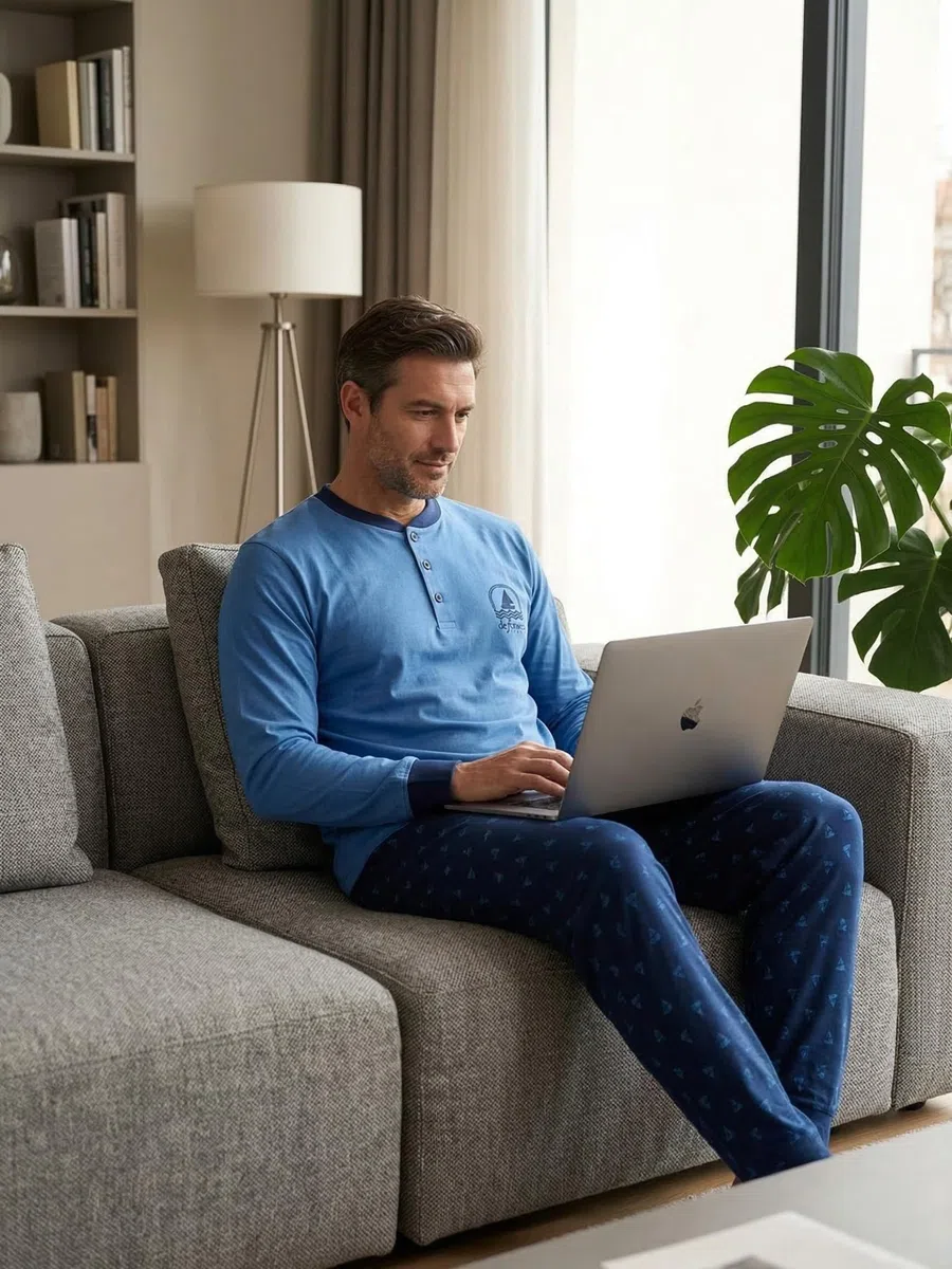 o-day Defonseca Pigiama Uomo Cotone Leggero Lungo Primaverile M-XXL