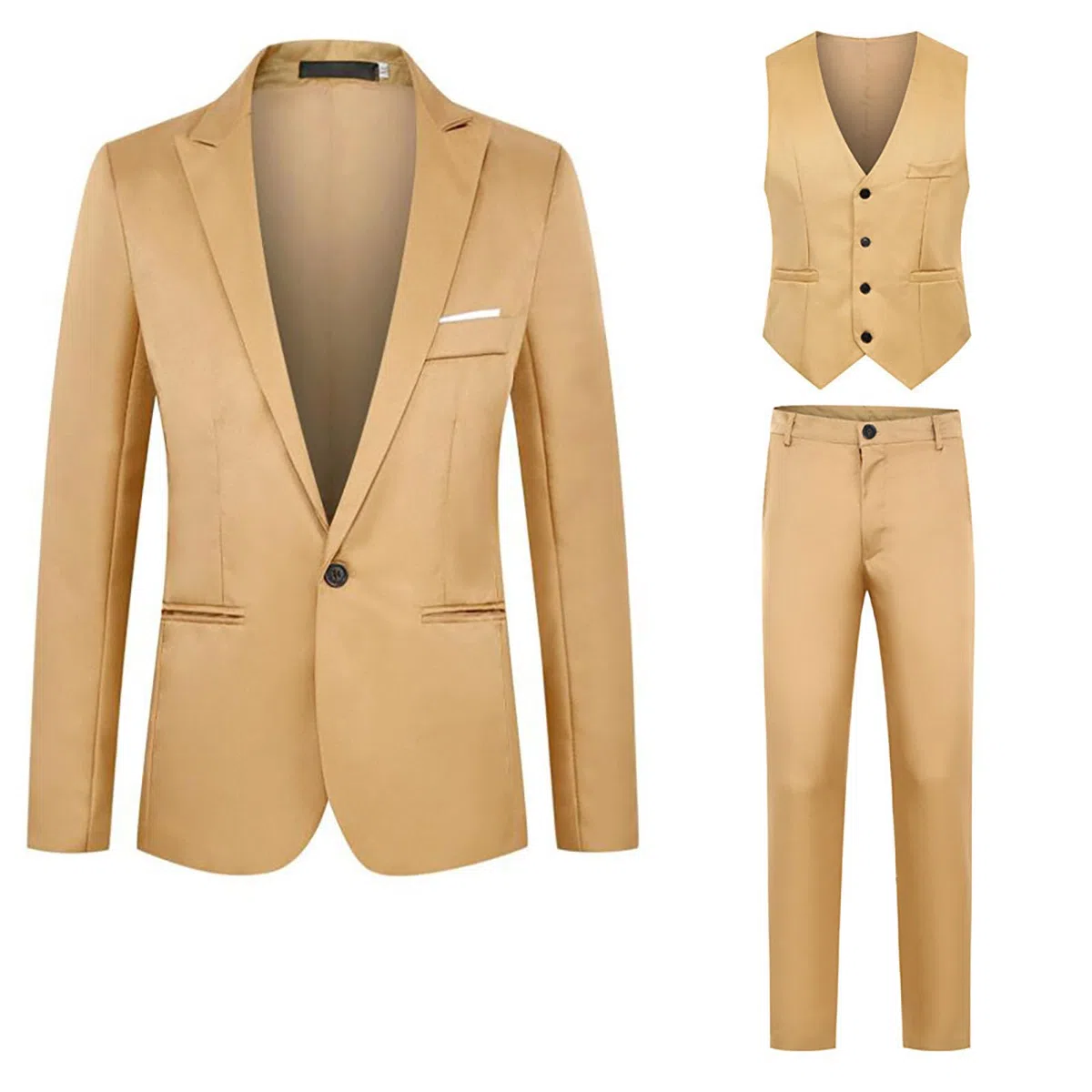Abiti Da Uomo 3 Pezzi Suit Cerimonia Smoking Blazer Pantaloni Gilet con Un Bottone Tinta Unita Affari Elegante Completo Da Uomo Slim Fit Cerimonia Abito Da Sposa Business Casual Dinner Abiti Da Lavoro