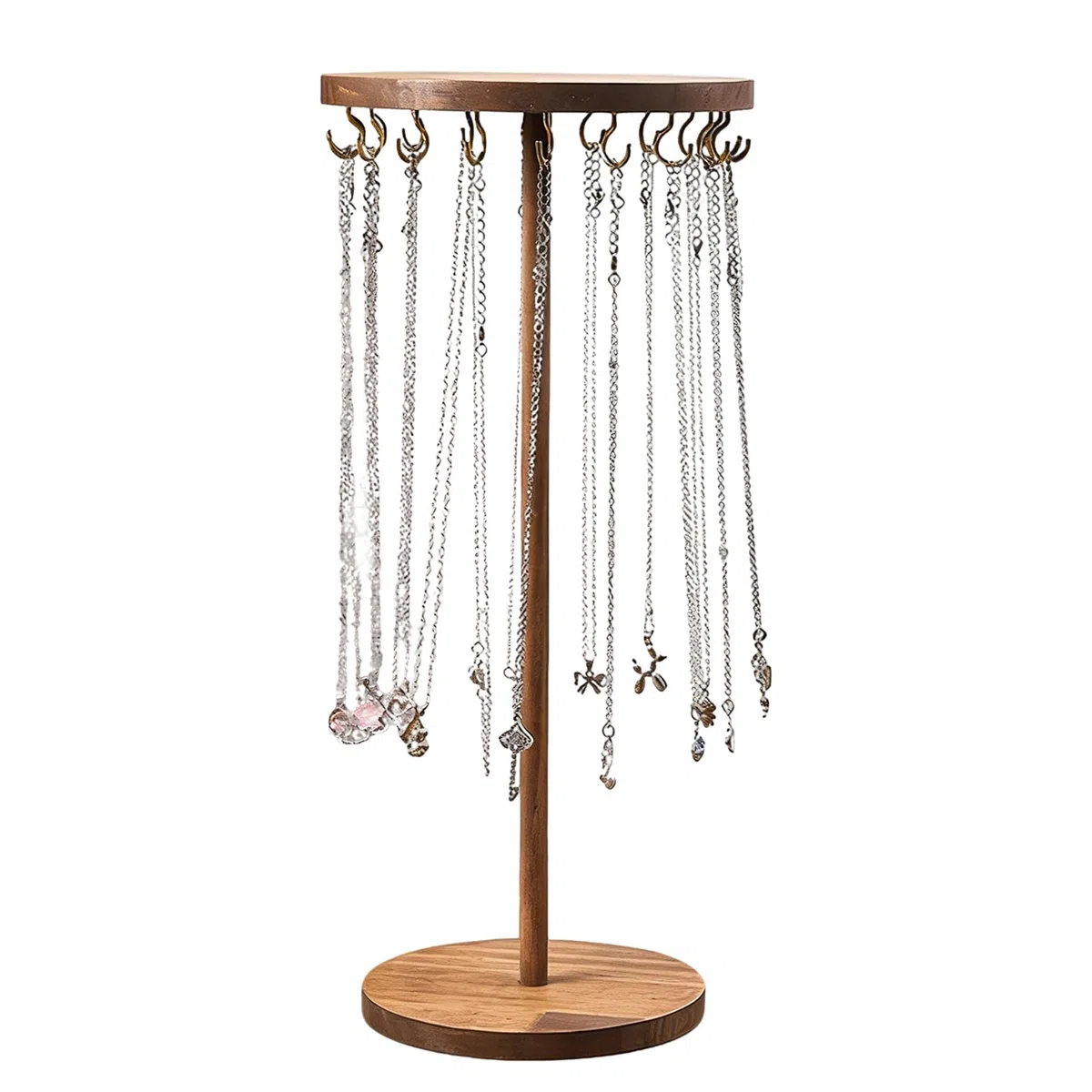 Espositore Collane,Porta Gioielli da Tavolo, Espositore in Legno con 18 Ganci per Bracciali e Orologi, Espositore Collane 40x14.5 cm per Anelli e Orecchini