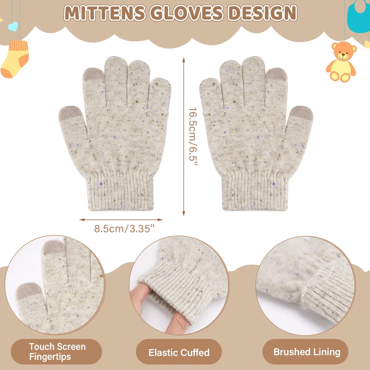 Bequemer Laden Bambino Bambina Cappello Invernale Termici Sciarpa ad Anello Guanti in Maglia, PON PON Berretto Scaldacollo Manopole per 0 6 12 Mesi 1 2 3 4 5-8 Anni Bambini Regalo