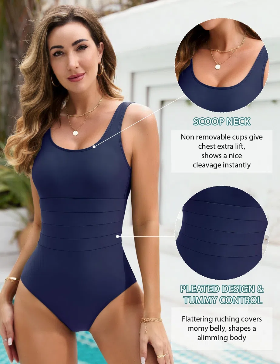 UMIPUBO Costume da Bagno Intero Donna Scollo a U Controllo della Pancia Curvy Costumi da Mare Interi Imbottito Reggiseno Push Up Bikini Un Pezzo Spiaggia Beachwear