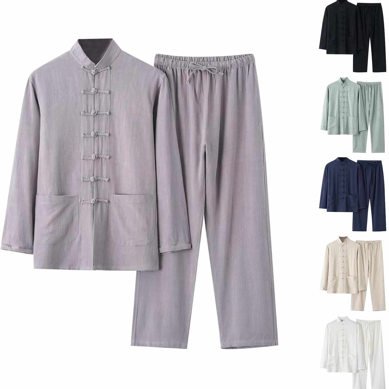 Kung Fu - Tuta da uomo da donna, tradizionale cinese, arti marziali tai chi Qigong Wing Chun Shaolin Wushu, maniche lunghe, allenamento per il tempo libero, uniforme, pantaloni in lino