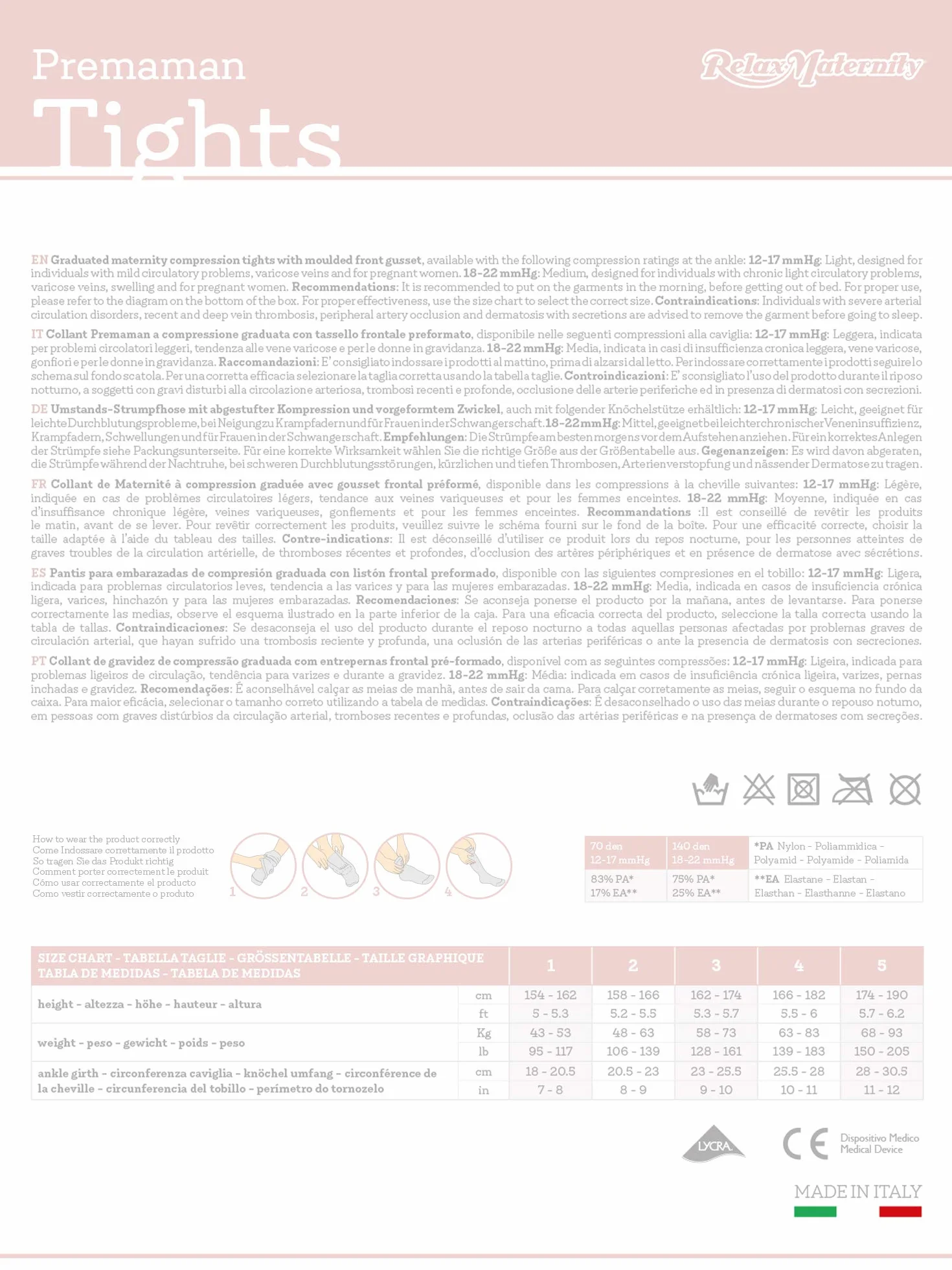 RelaxMaternity 891 Collant Premaman gravidanza 140 den compressione graduata 18-22 mmHg