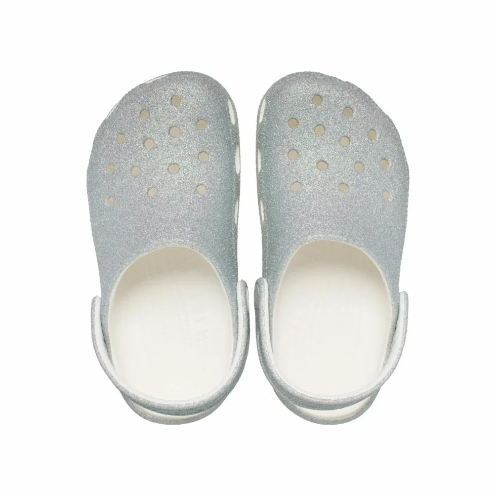 Crocs Classic Iridescent Glitter Cgk, Zoccoli Unisex - Bambini e Ragazzi, Bianco, 30/31 EU