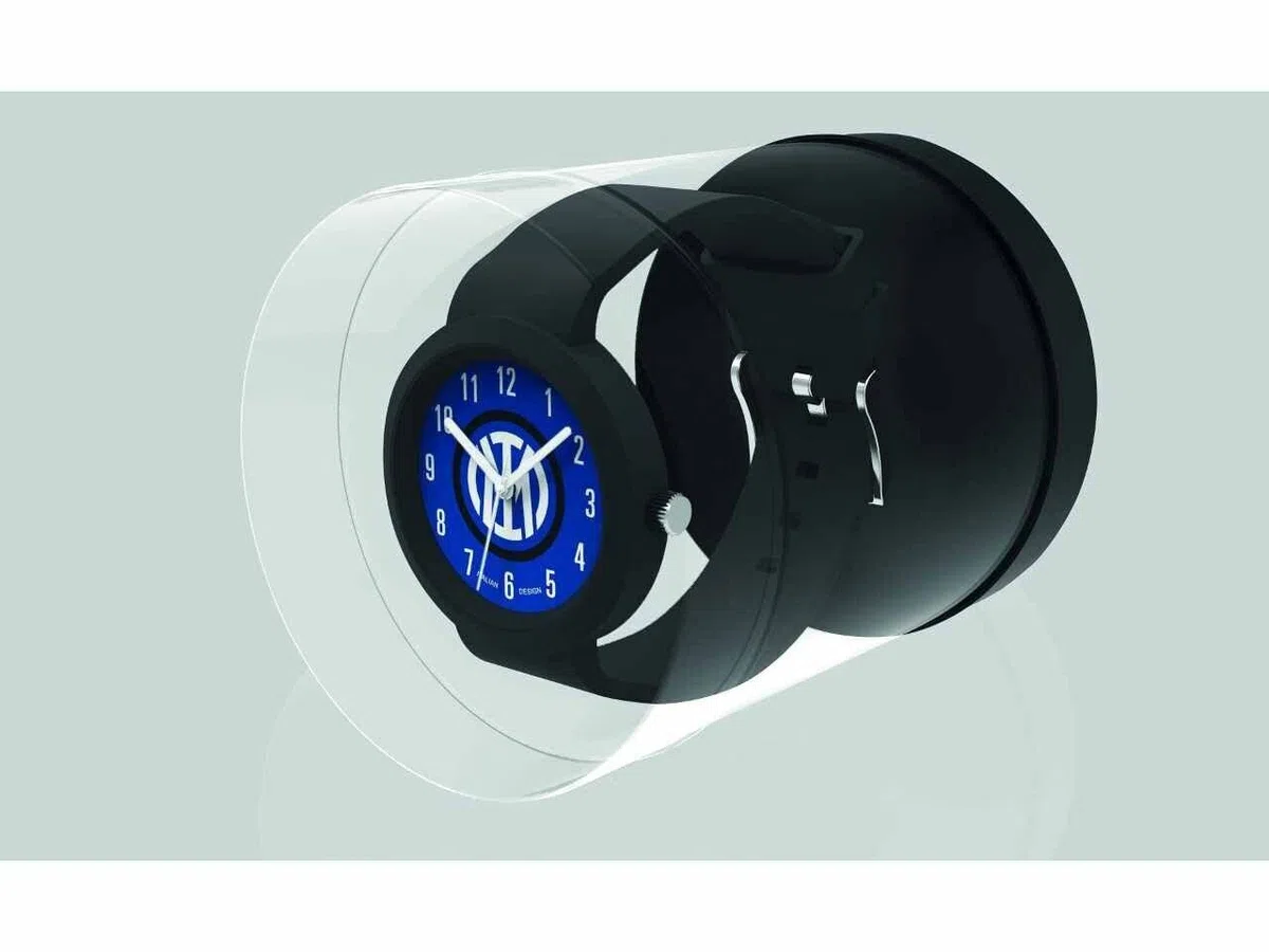 Seven Orologio FC INTER Calcio - Orologio da Polso Analogico al Quarzo - Nero e Blu, in Confezione Regalo - Cinturino in Silicone