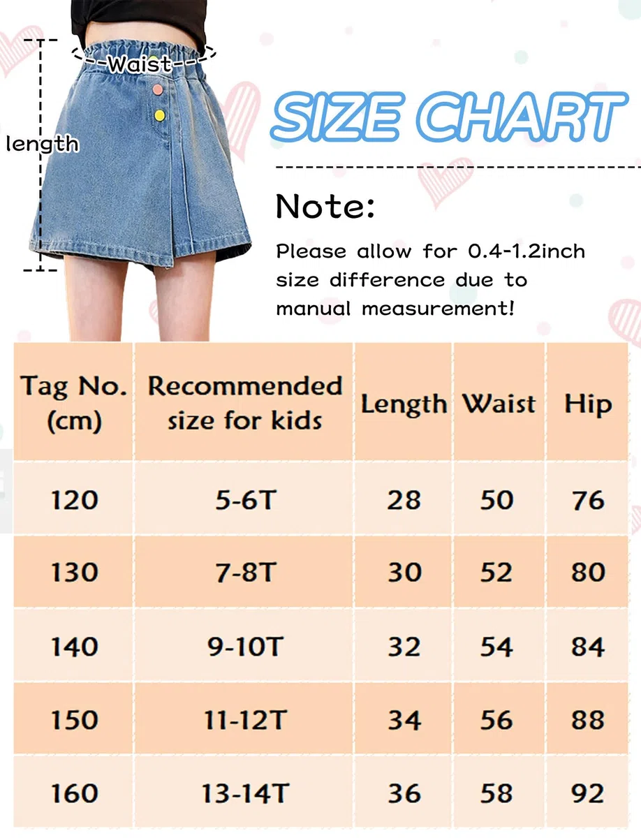 FEOYA Pantaloncini jeans da ragazza per bambini larghi casual pantaloncini in denim con elastico in vita pantaloni corti larghi pantaloni corti alla moda carino pantaloni corti per 5-14 anni