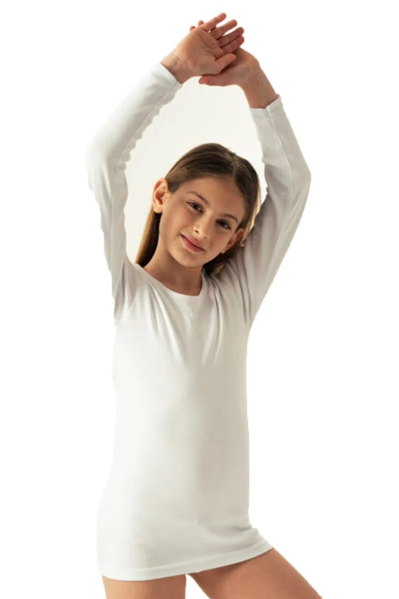 OLTREMARE 4 Maglie Interne Bambina Collo a Giro Manica Lunga in Caldo Cotone Morbido e Traspirante.