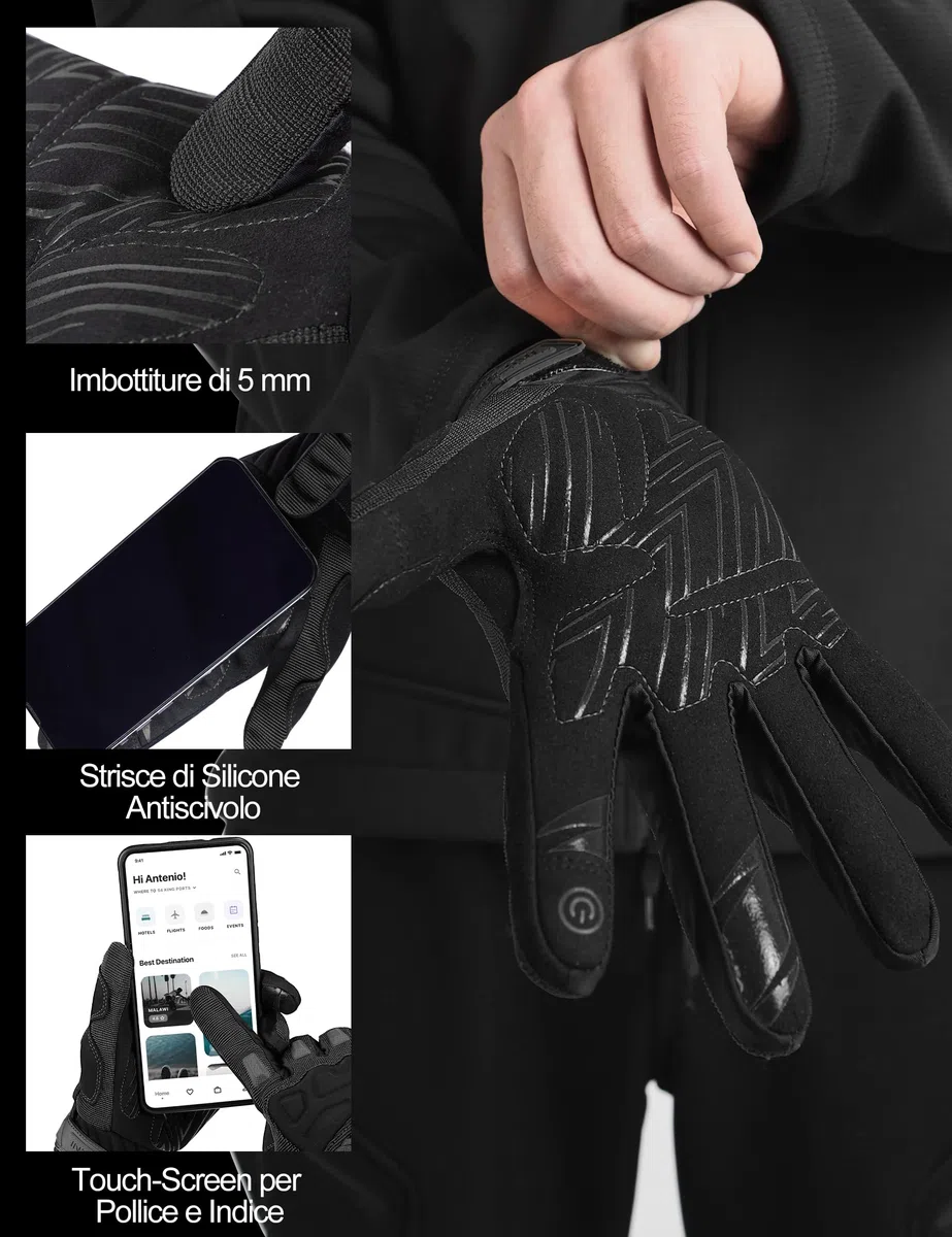 INBIKE Guanti MTB Guanti da Ciclismo in 5mm Eva Touchscreen Antiurto Antiscivolo Bici da Strada Moutain Bike per Uomo e Donna
