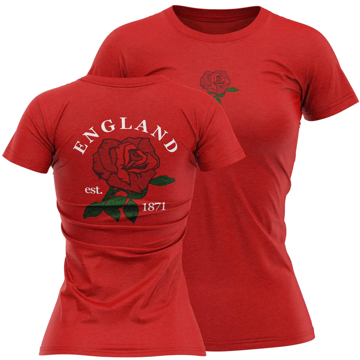 England - Maglietta da donna con logo inglese inglese 1871, motivo: rosa inglese