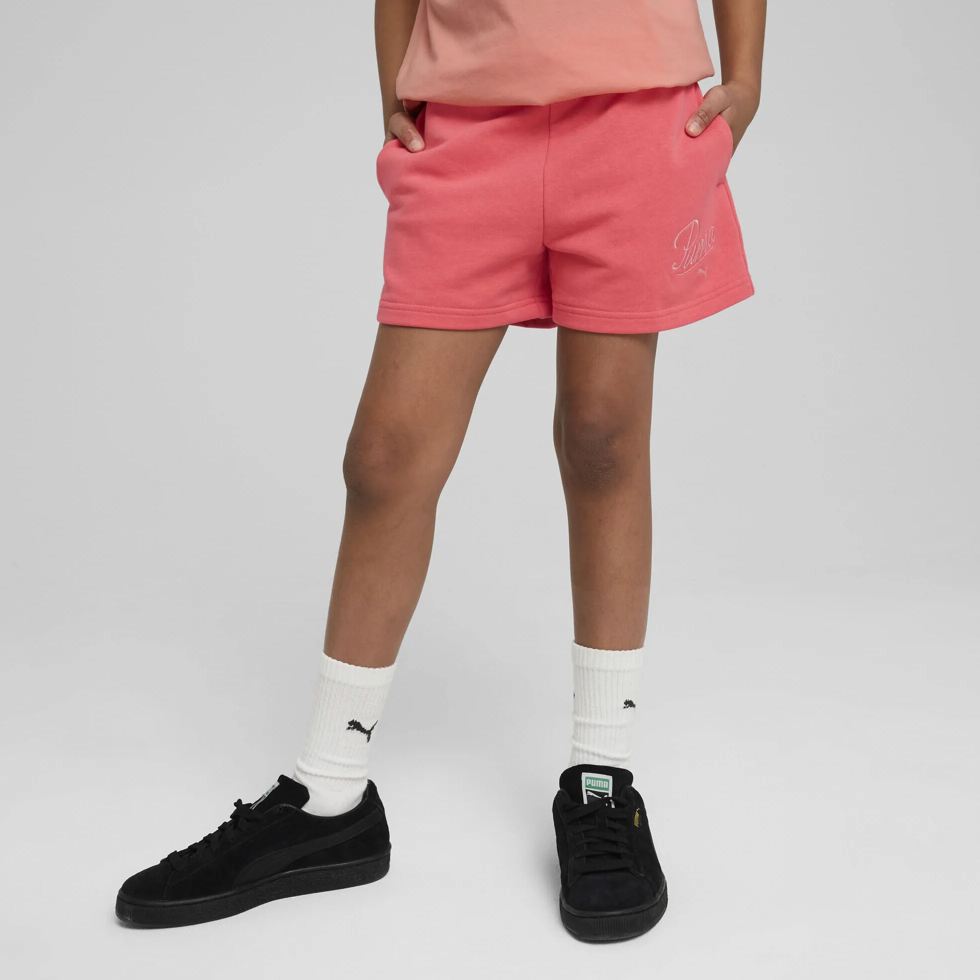 PUMA - Ess Script Shorts G, Pantaloncini Lavorati a Maglia Bambine e Ragazze