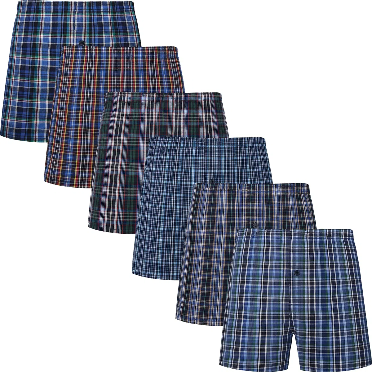 JupiterSecret Boxer Uomo 100% Cotone Morbidi e Traspiranti Mutande Uomo a Quadri Boxer Americani Uomo 6 o 12 Pezzi