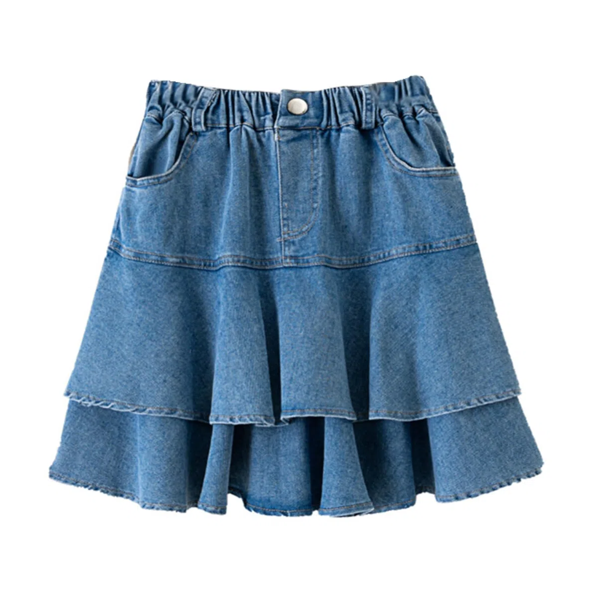 Gonna di jeans per bambina per bambina Estate Autunno Gonna di jeans a strati a vita alta per bambina con tasca