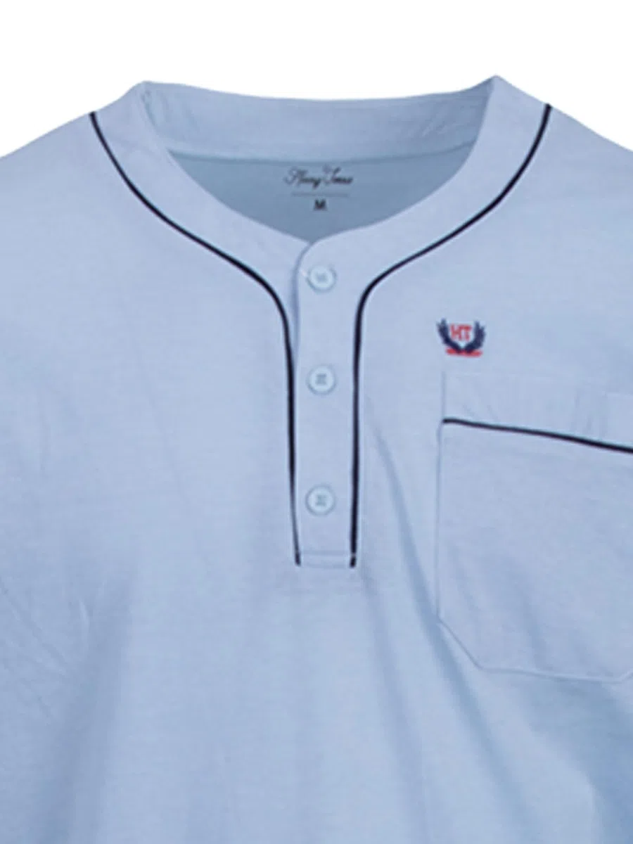 Camicia da notte da uomo a maniche lunghe, tinta unita, tasca sul petto, taglia M-3XL