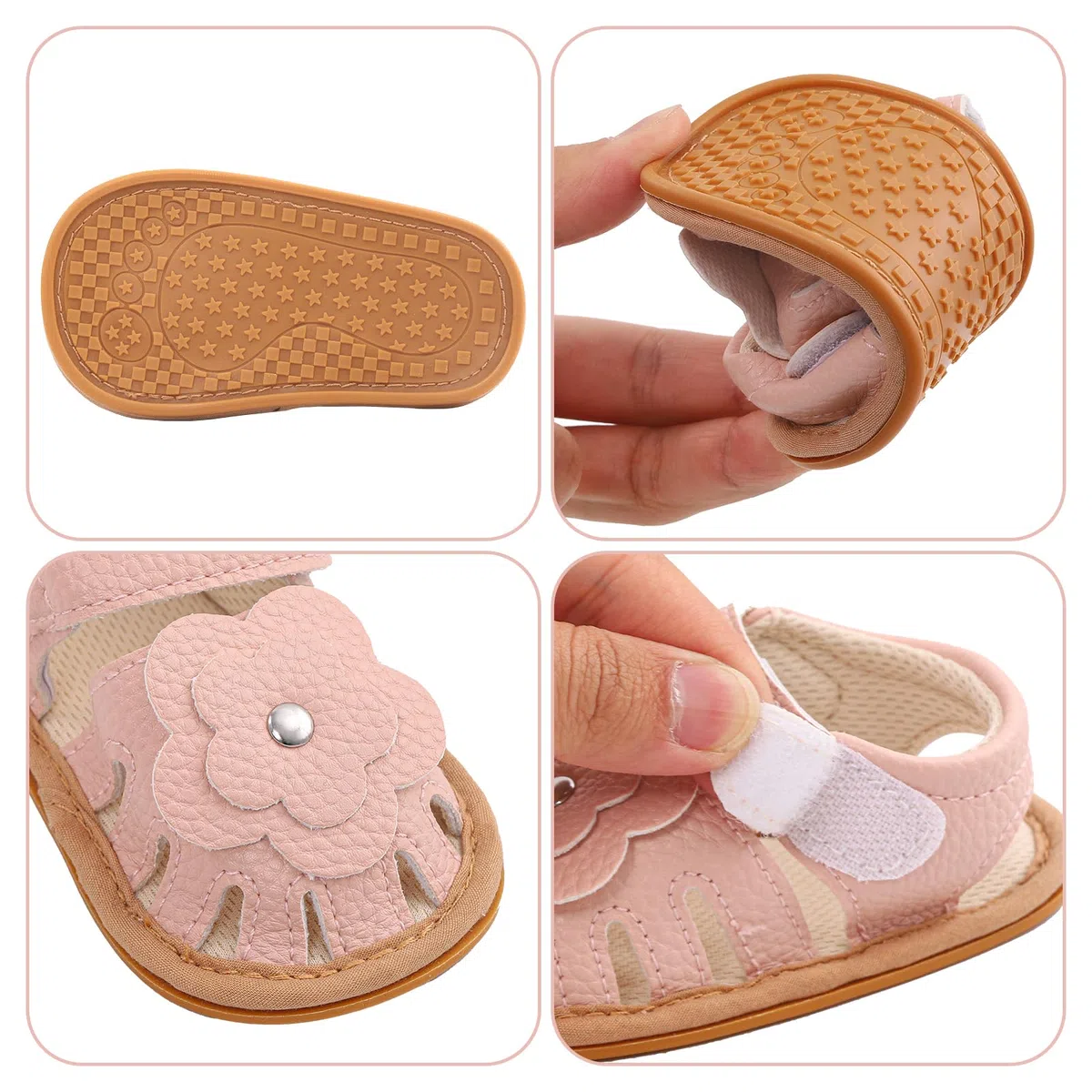 MASOCIO Sandali Neonata Estivi Punta Aperta Scarpe Bimba con Fiocco Gomma Antiscivolo