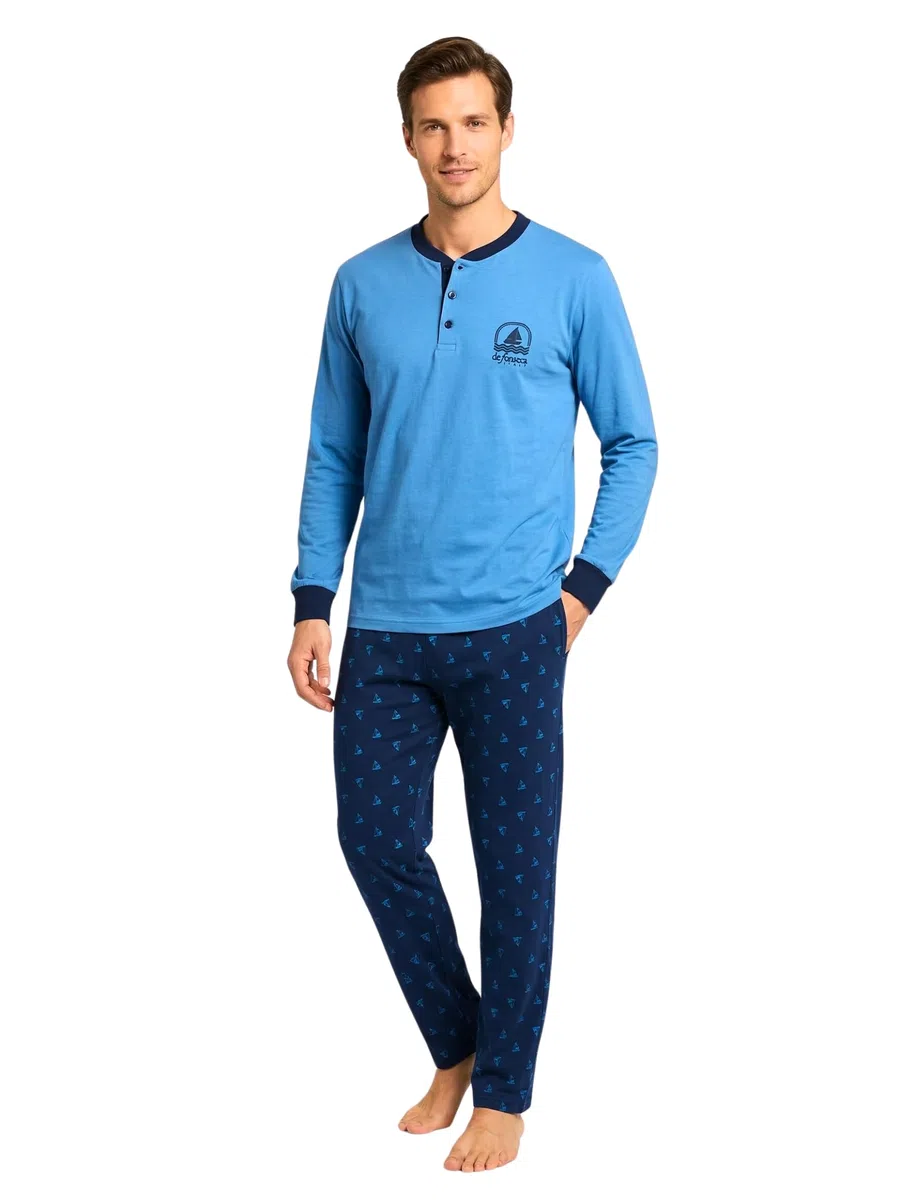 o-day Defonseca Pigiama Uomo Cotone Leggero Lungo Primaverile M-XXL