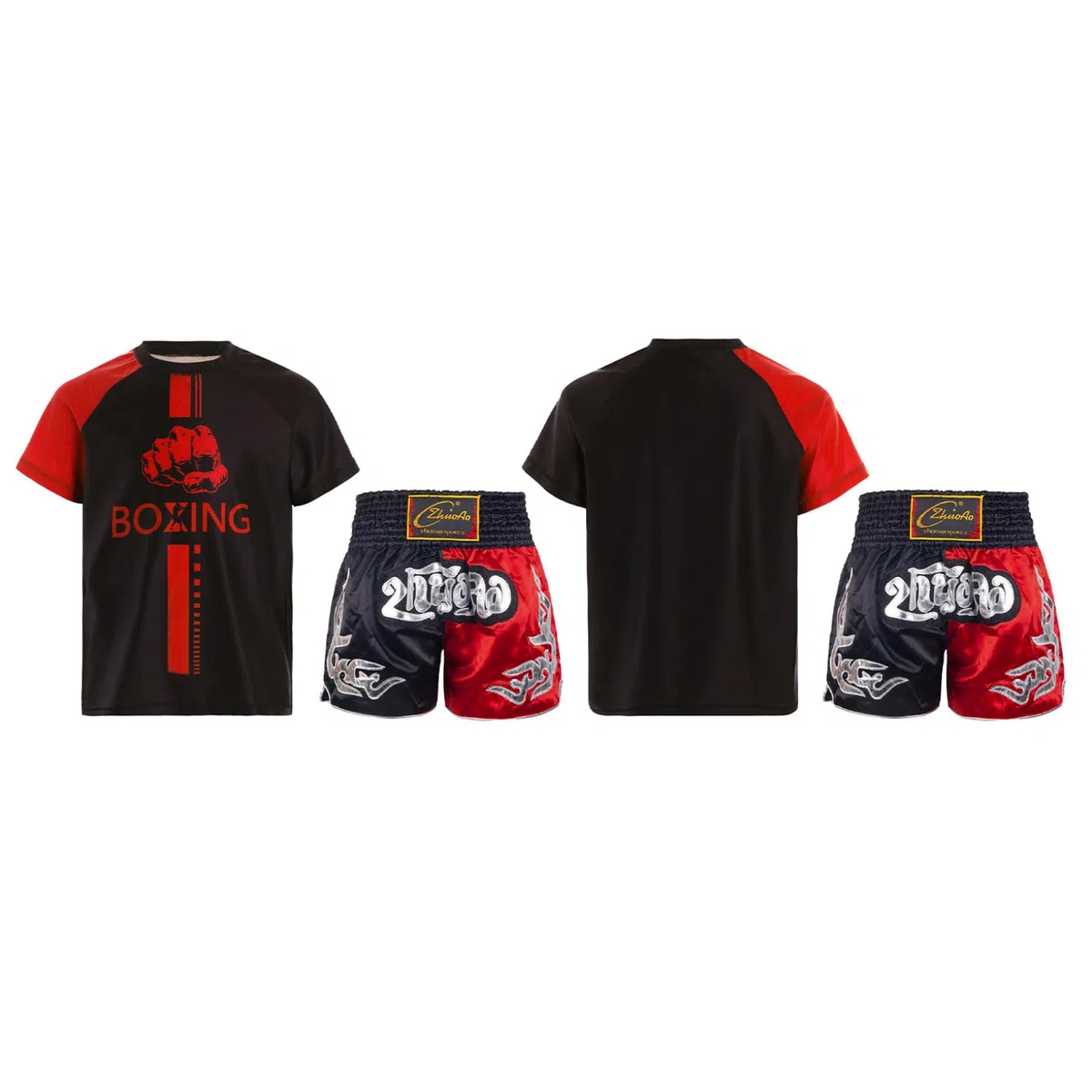 Oyolan Bambino Boxe Pantaloncini e T-Shirt Set di Boxe Combat Muay Thai MMA Kick Boxing Vestito