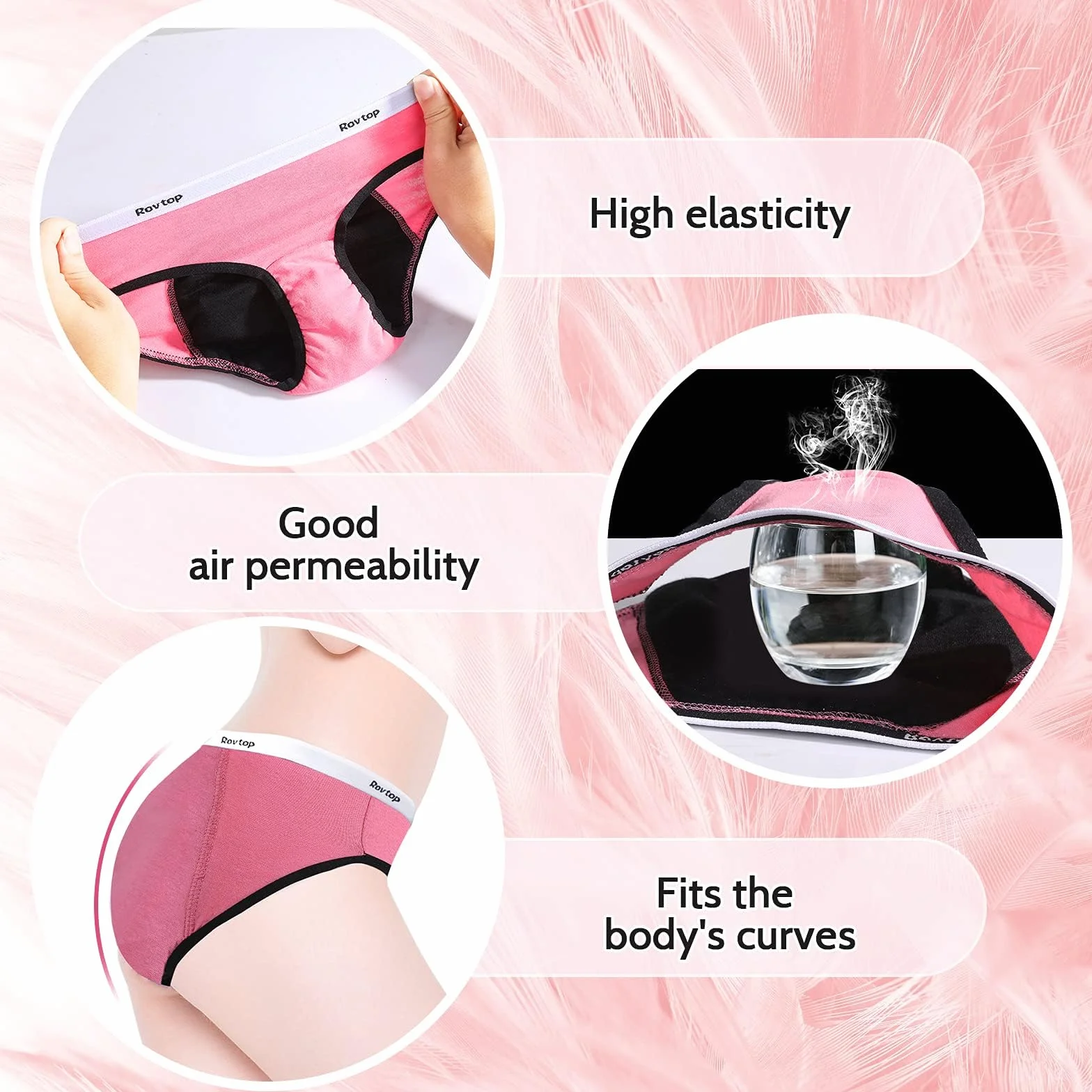 Rovtop Girls Menstrual Period Pants Teenager, Kids 5Pcs Soft Cotton Menstrual Briefs, Period Knickers Girls Leak-Proof, Clean And Washable, Teenage Menstrual Underwear for 8-16 Years Black