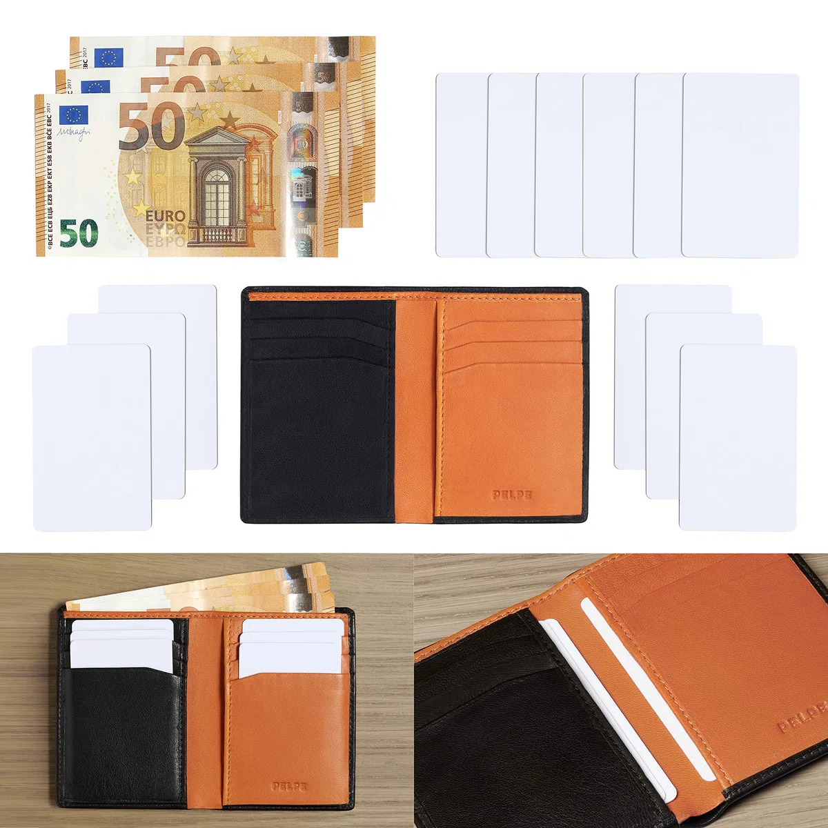 Portafoglio uomo slim - 100% pelle - piccolo, sottile - Porta soldi e carte di credito - Portacarte compatto