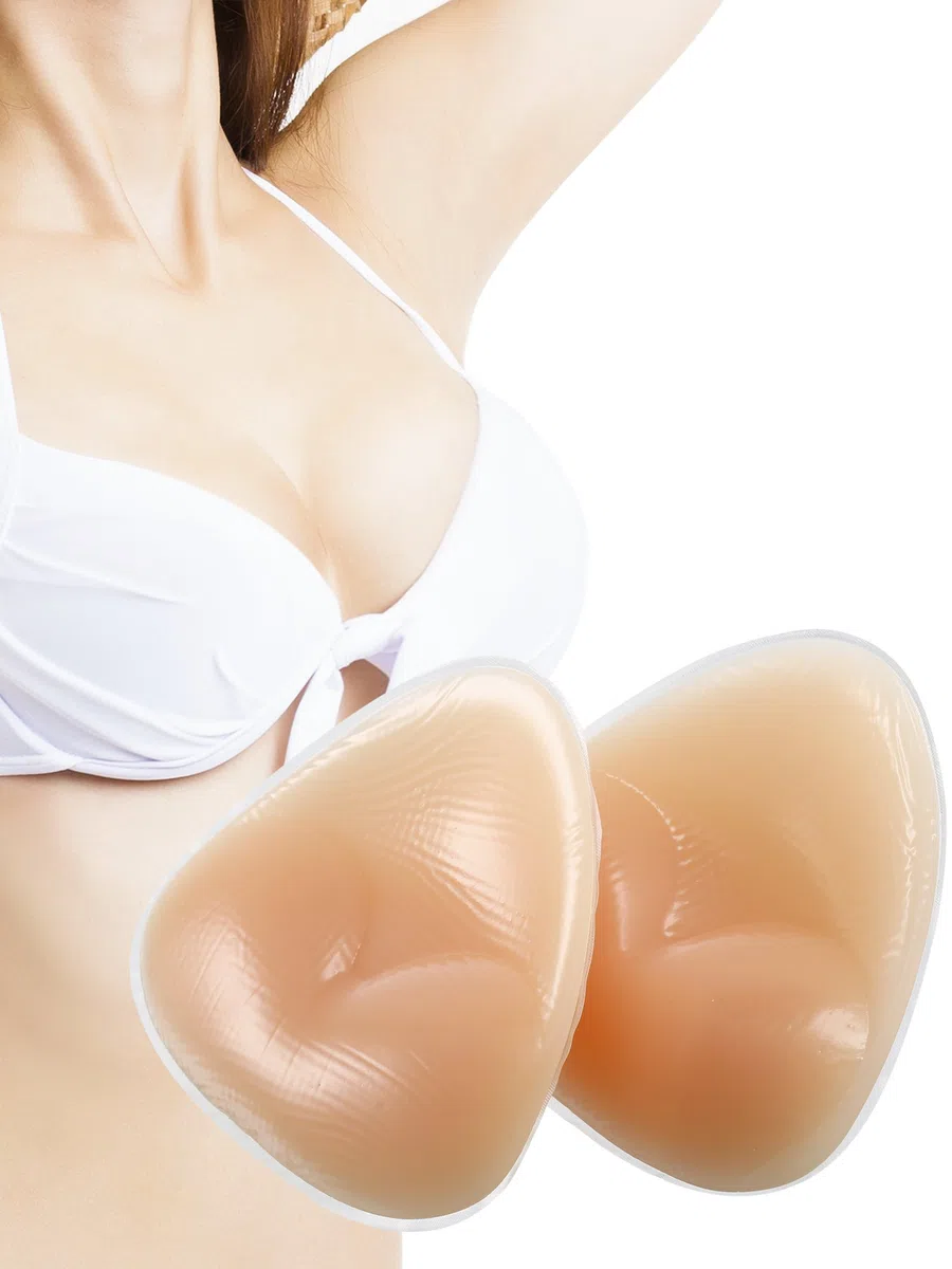 Hestya 2 Paia Bikini Imbottitura di Gel Silicone Inserti di Reggiseno Impermeabile Reggiseno Push UP Rinforzatore del Seno per Cup da A a D, Forma Triangolo (Nudo e Trasparente)
